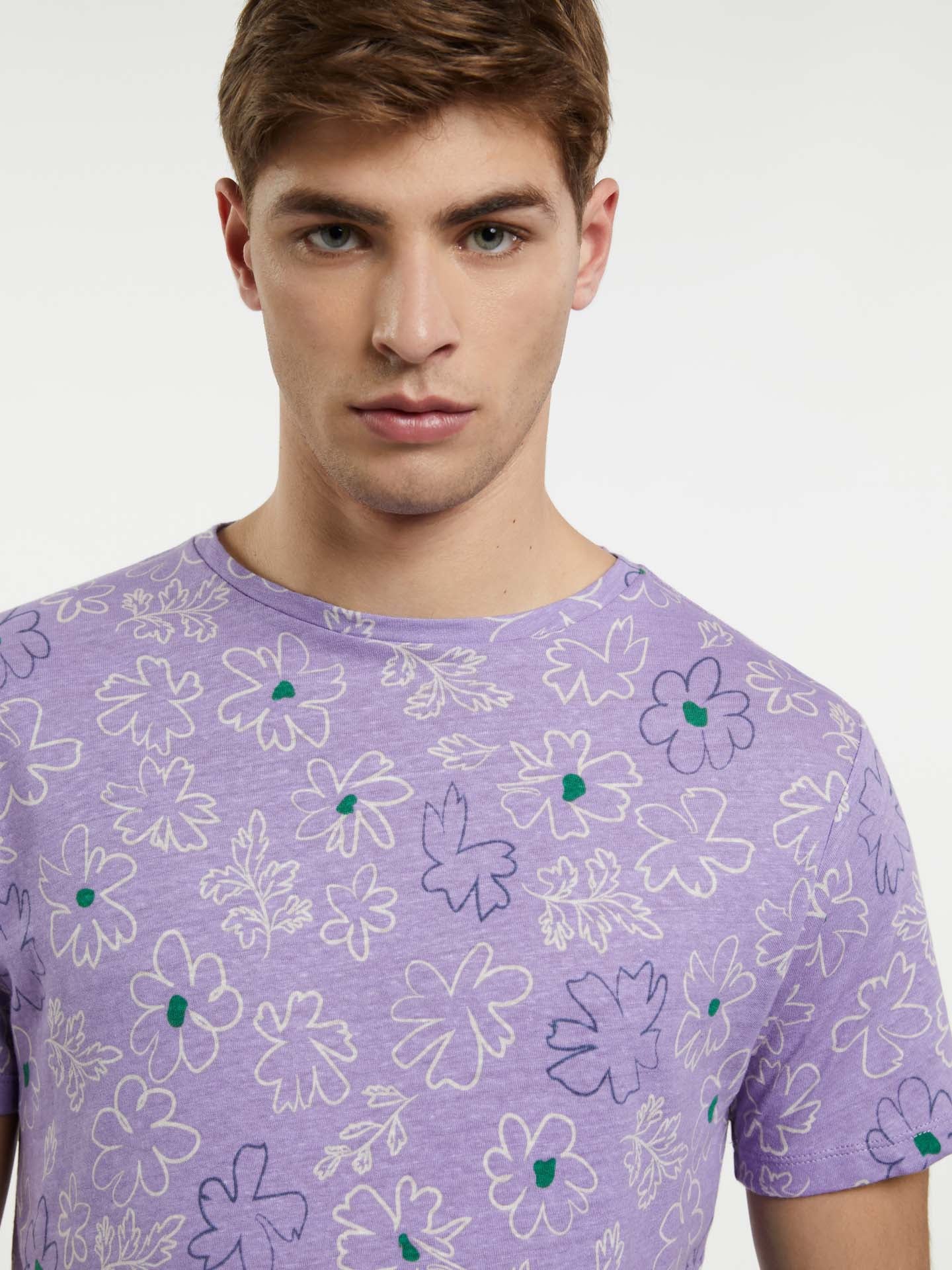 Linen and Cotton blend Printed T-shirt - Image 5