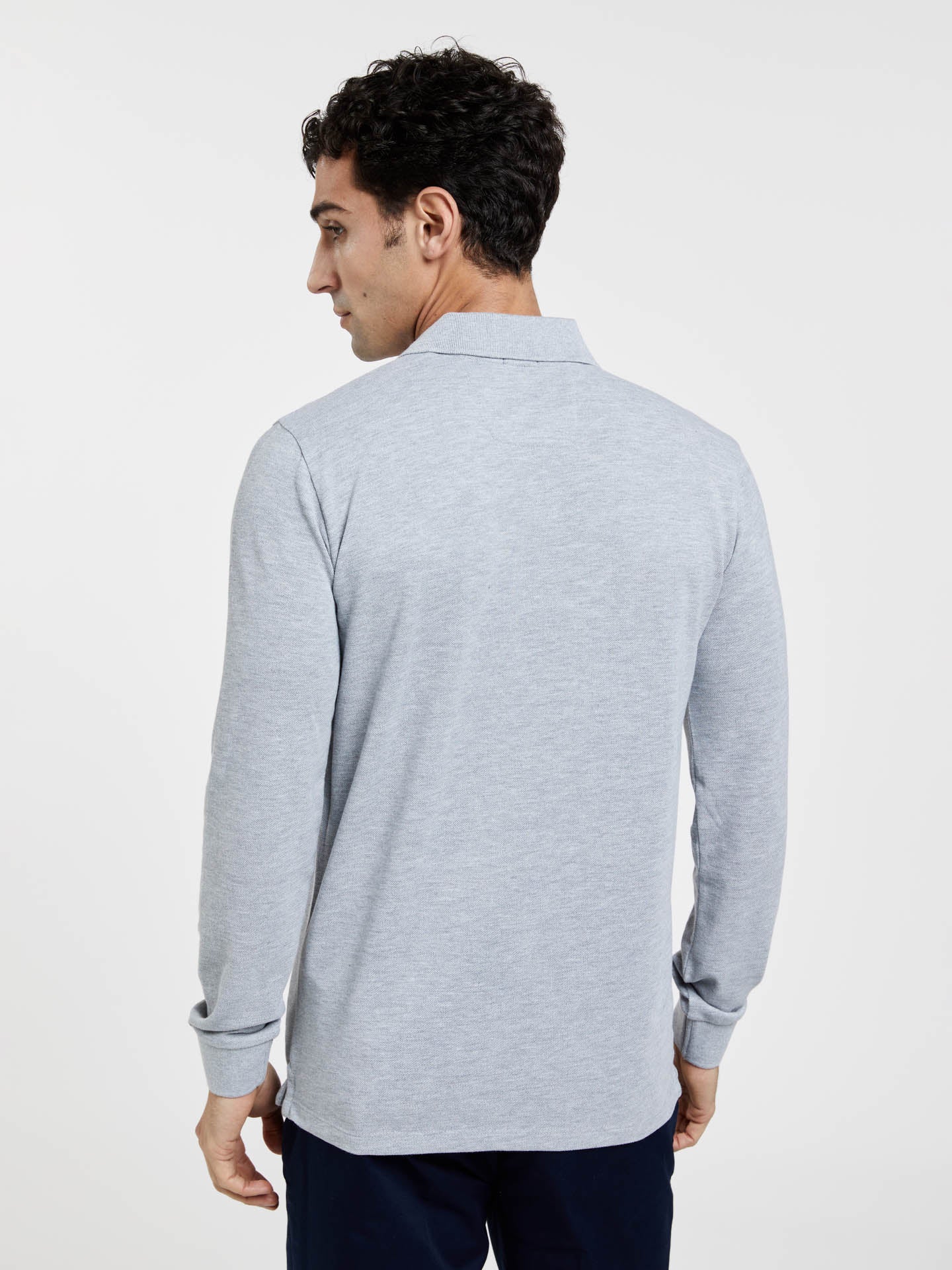 Long Sleeve Basic Polo Piqué Shirt - Image 6