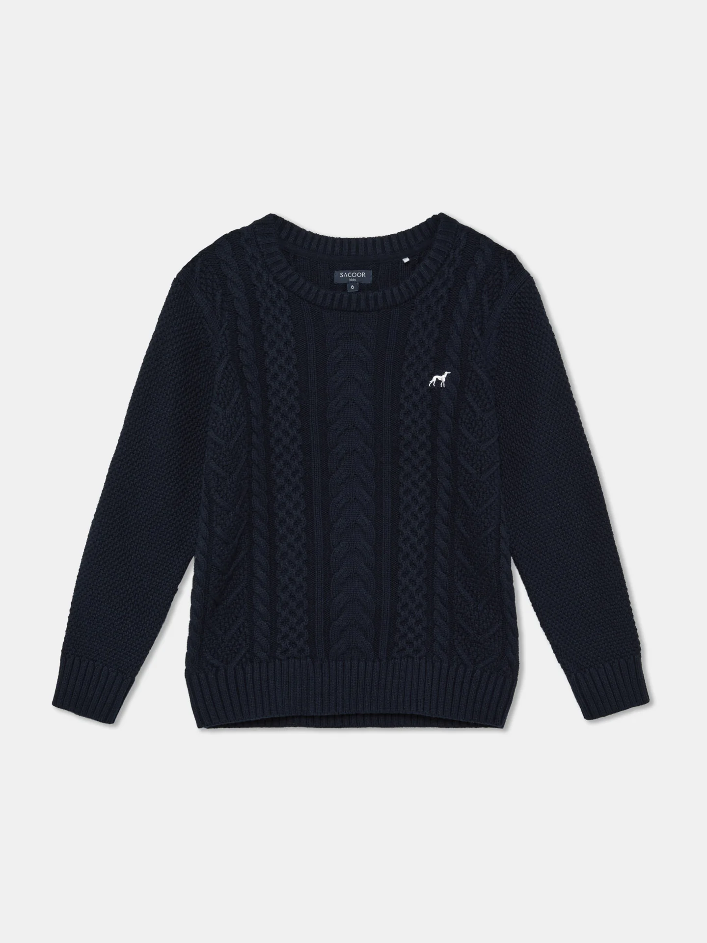 Long Sleeve Crew Neck Cable Knit Sweater