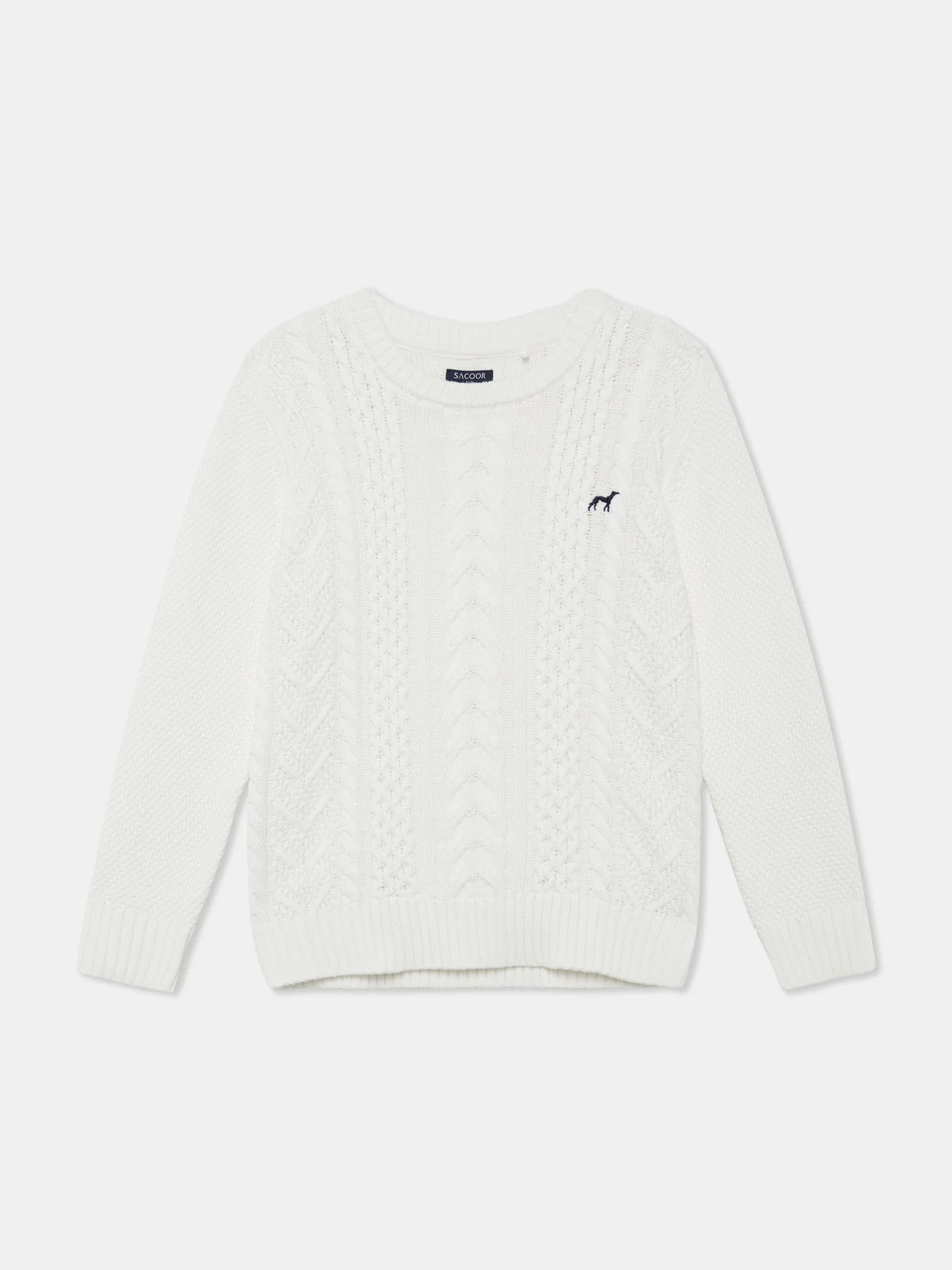 Long Sleeve Crew Neck Cable Knit Sweater - Image 4