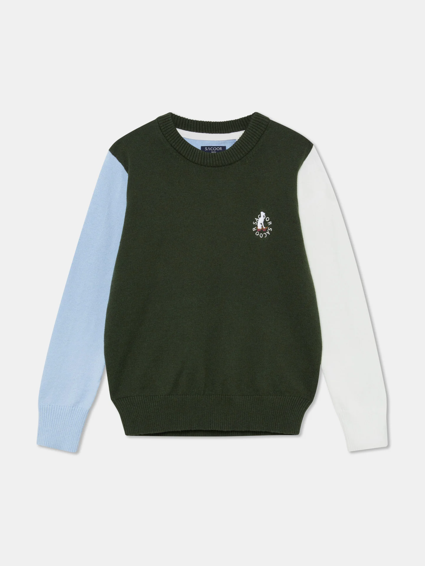 Long Sleeve Crew Neck Colour Block Sweater - Image 4