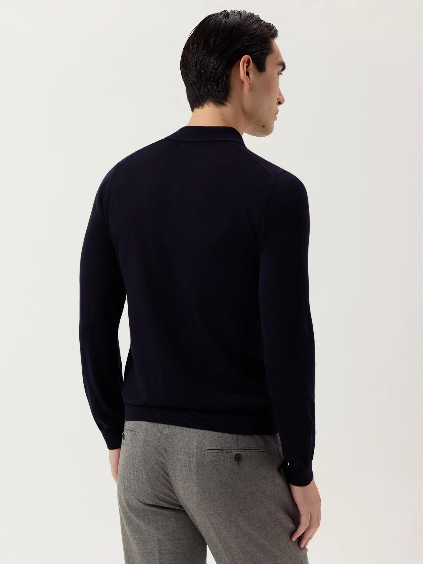 Long Sleeve Polo Sweater In Extra Fine Merino Wool - Image 10