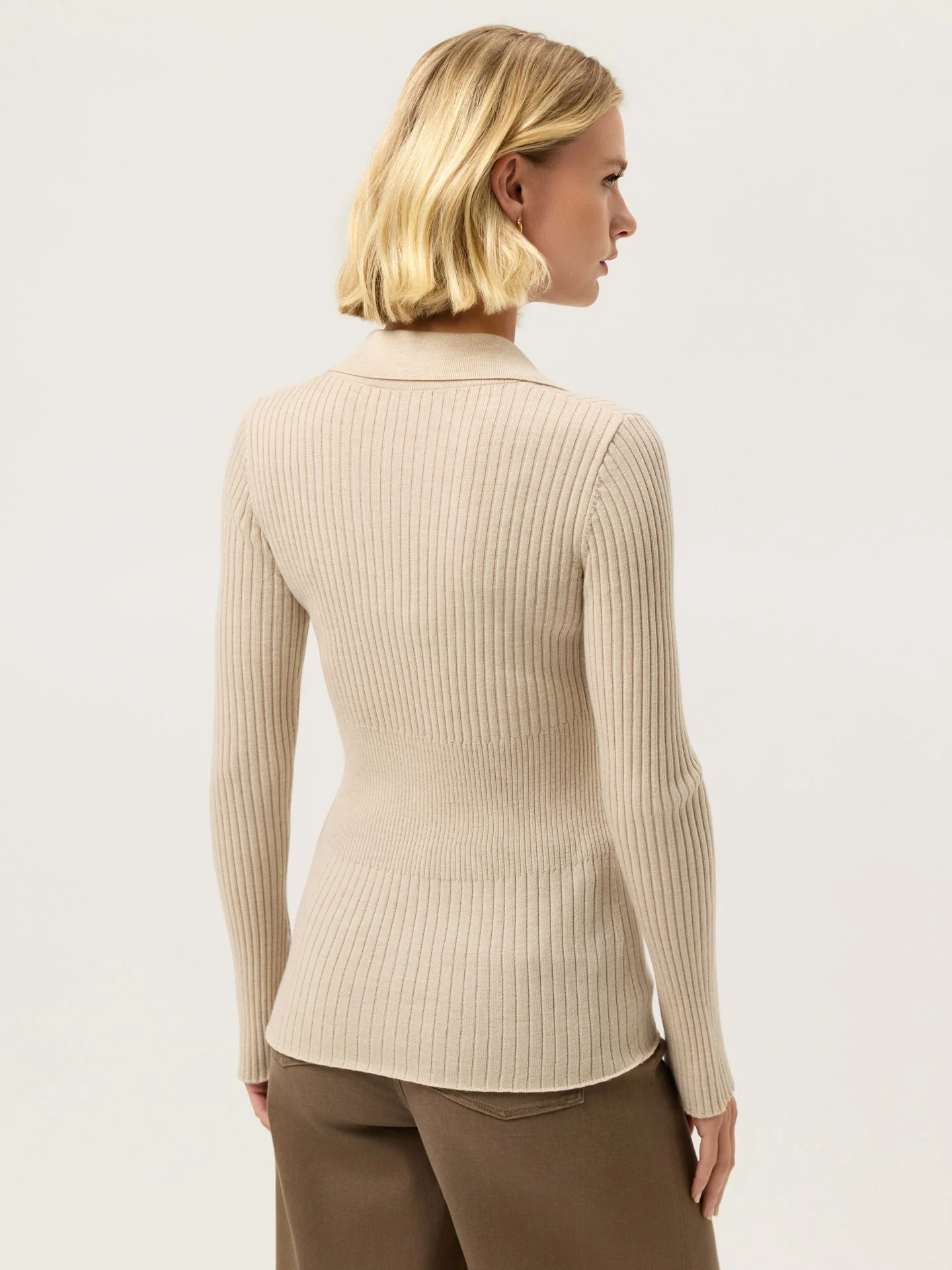Long-Sleeve Polo Sweater With Big Collar In Extra Fine Merino Wool - Image 3