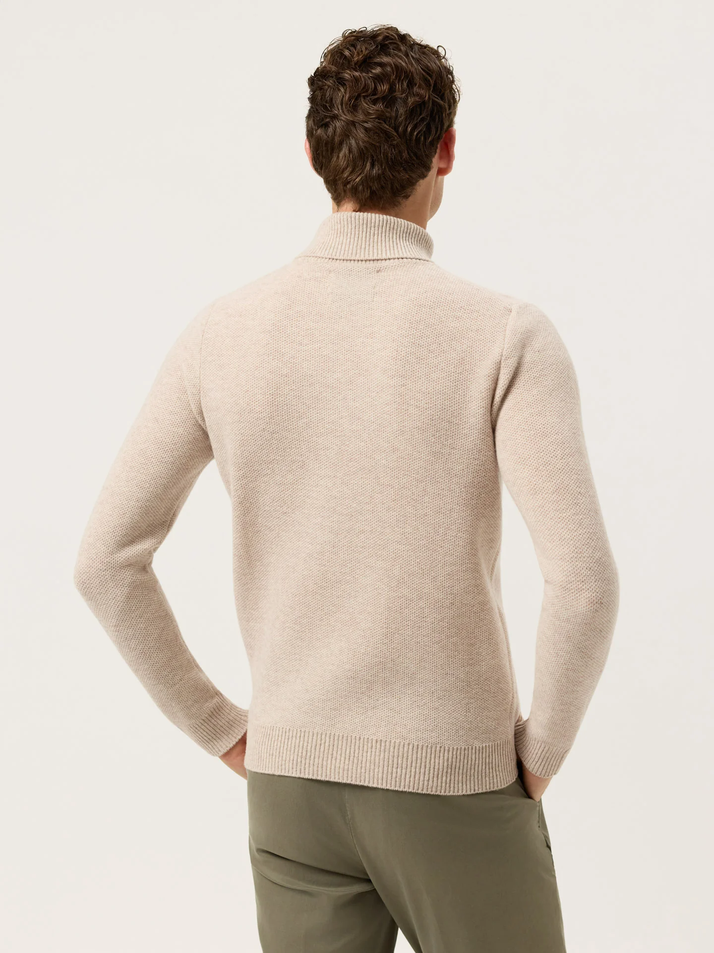 Long Sleeve Turtleneck Sweater With Fancy Stitch In Pure Lambswool - Image 7