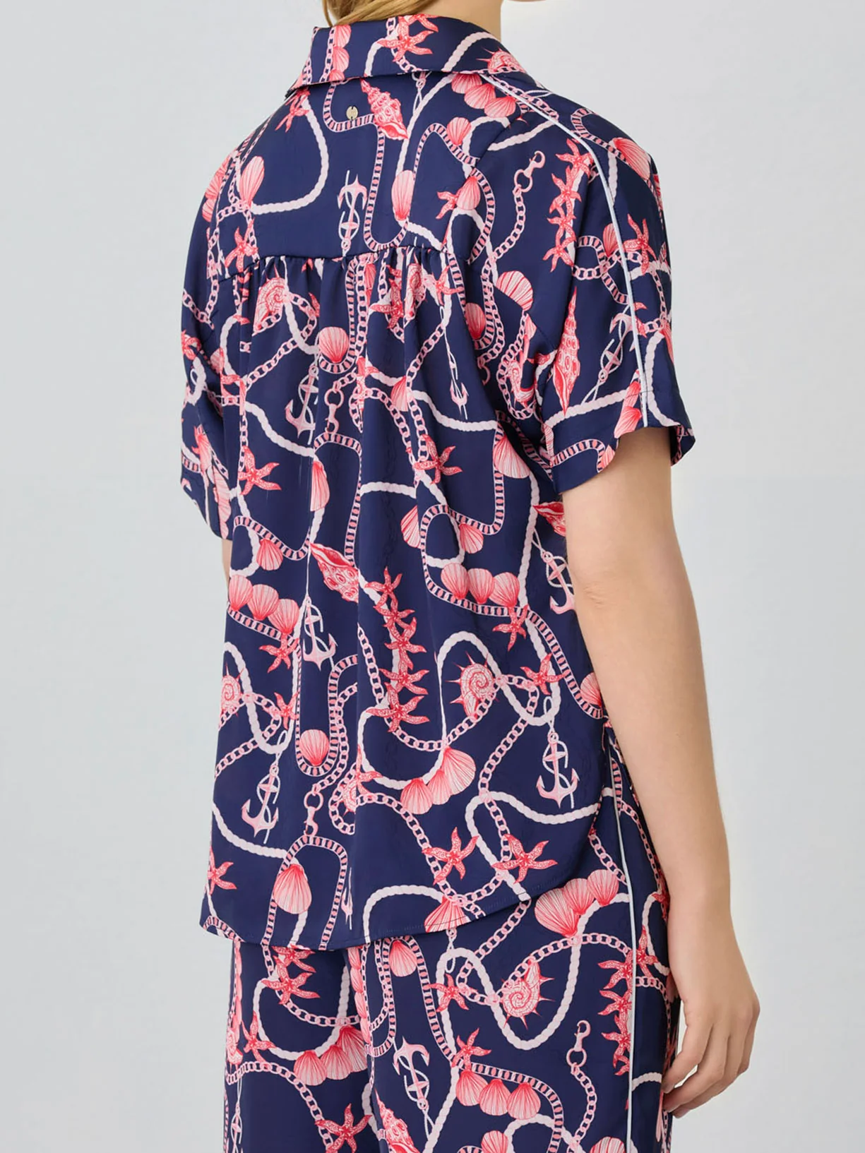 Loose Fit In Satin Blouse With Nautical Print - Image 3