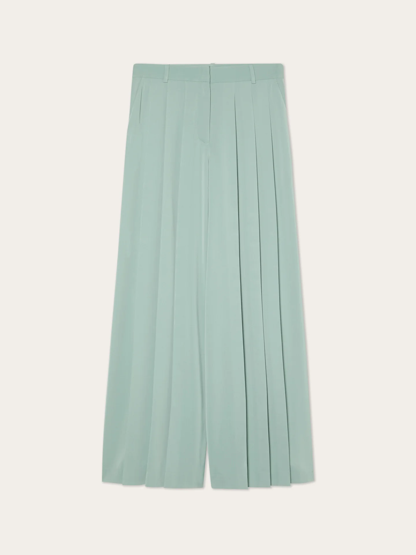 Loose Fit Pleated Trousers In Satin - Image 4