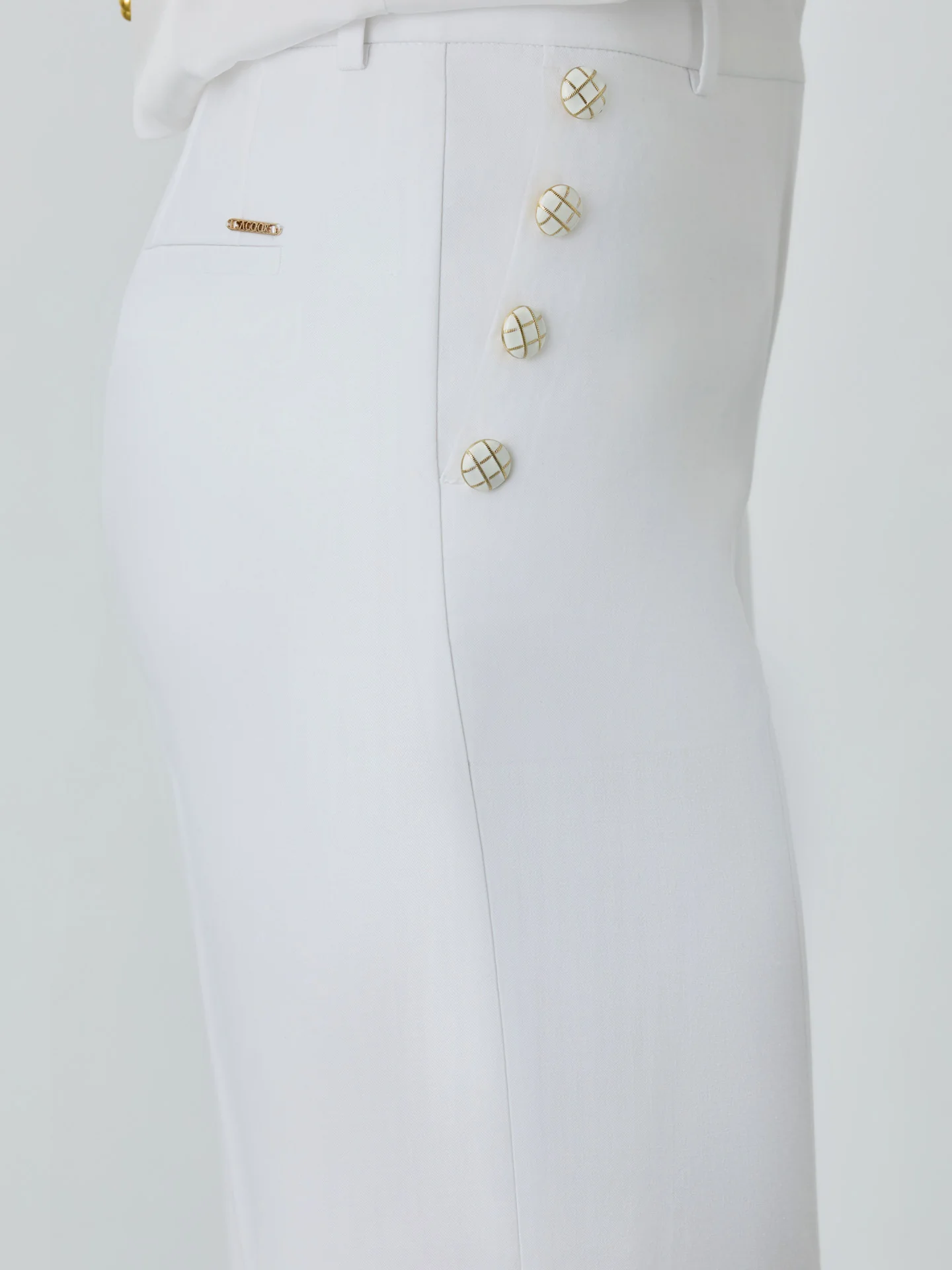 Loose White Fit Trousers In Rayon Blend - Image 3