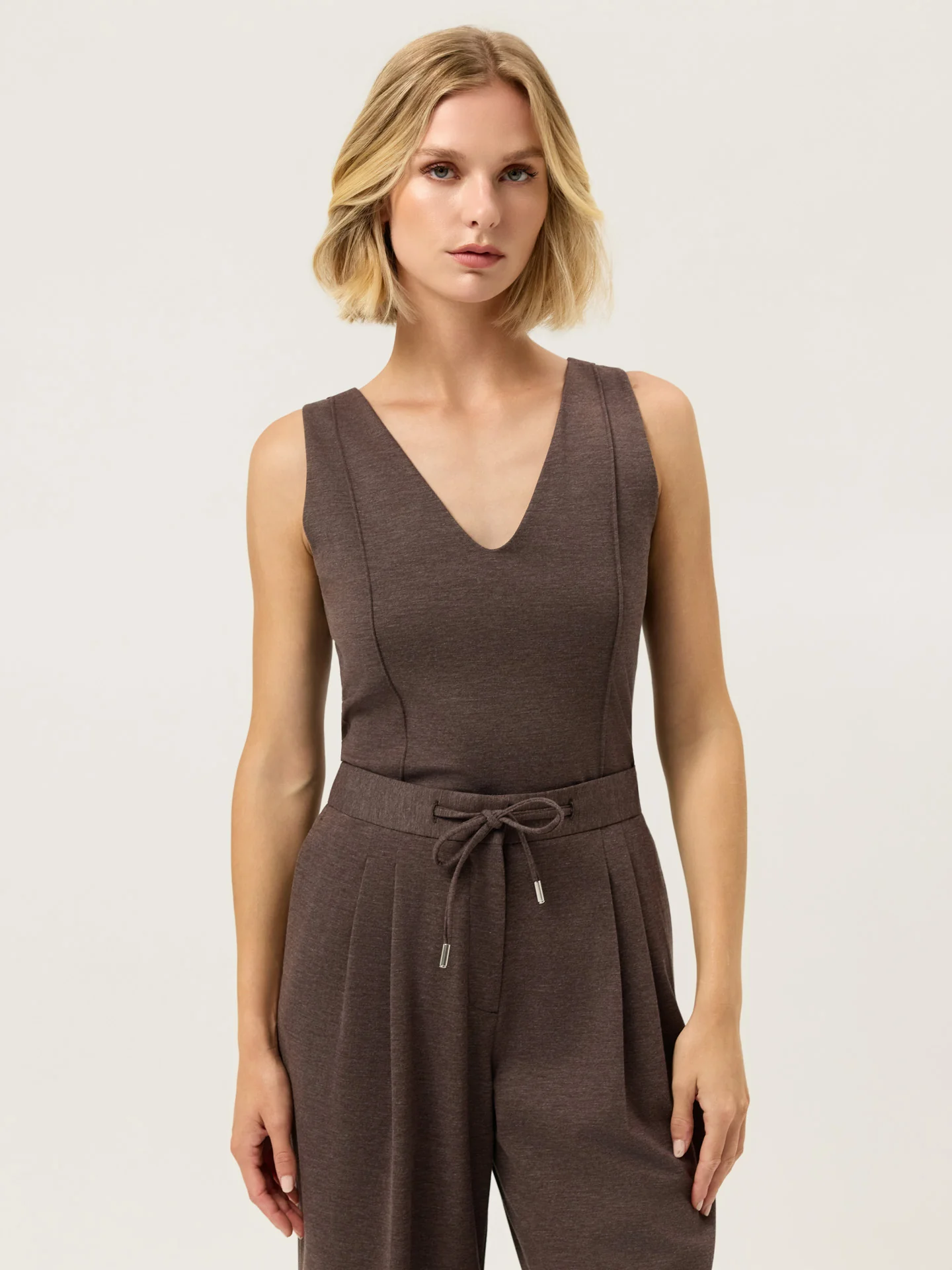 Luxe Leisure Edition V-Neck Top In Rayon Blend
