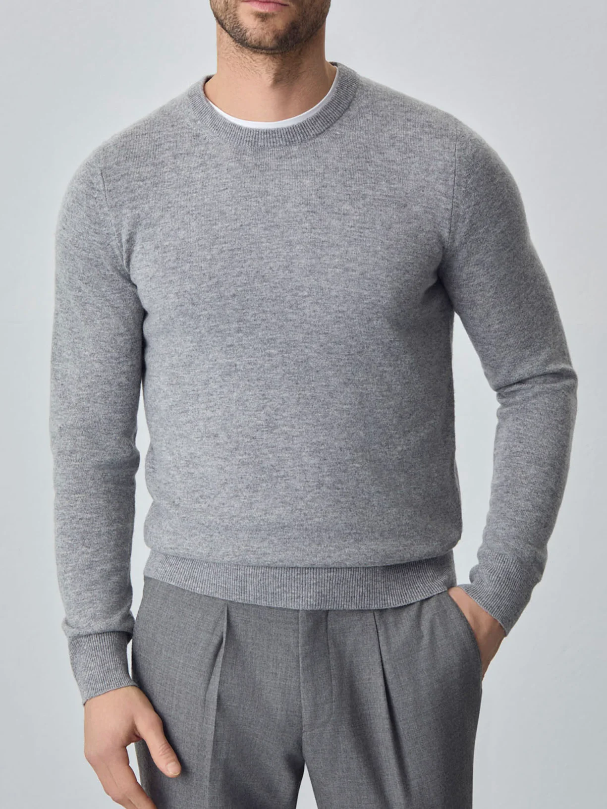 Machine Washable Crew Neck Sweater With Long Sleeves In Lambswool Blend - Image 16