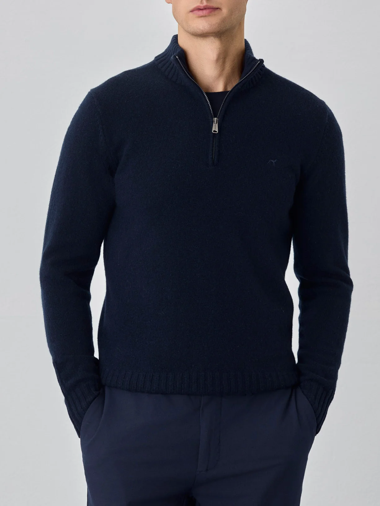 Machine Washable Half-Zip Sweater With Long Sleeves In Lambswool - Image 2