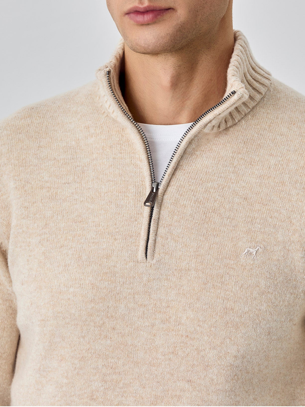 Machine Washable Half-Zip Sweater With Long Sleeves In Lambswool - Image 6