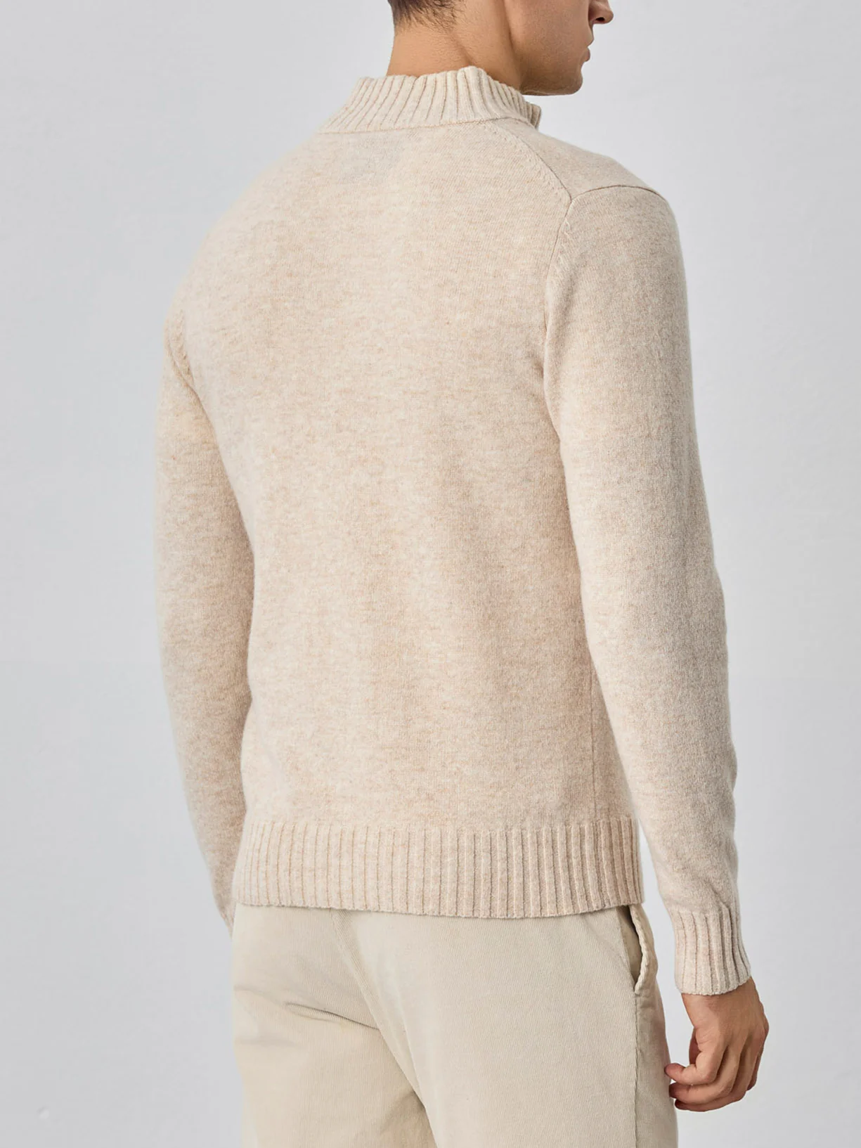 Machine Washable Half-Zip Sweater With Long Sleeves In Lambswool - Image 7