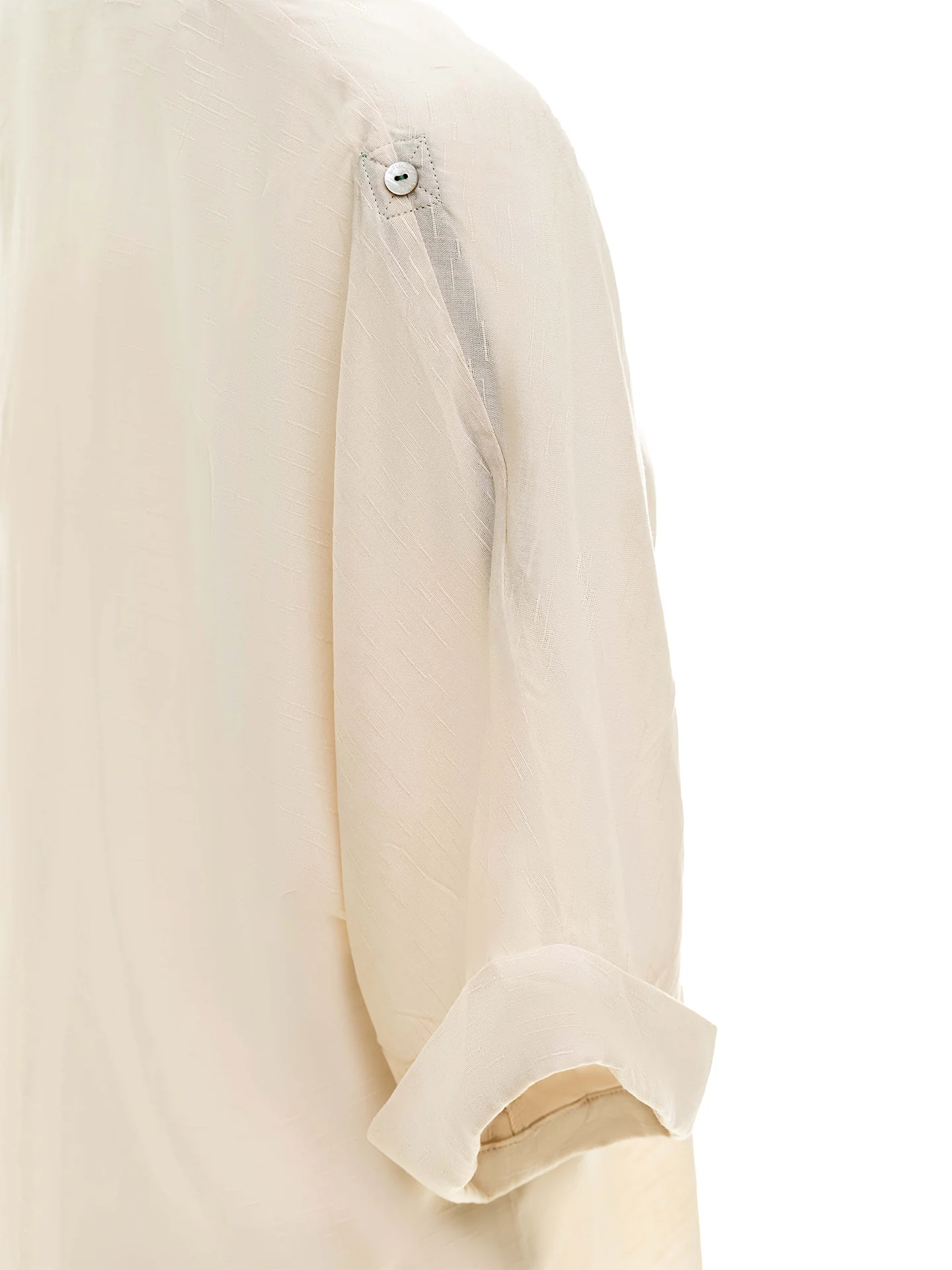 Mao Open Collar Blouse In Rayon Rustic Fabric - Image 5