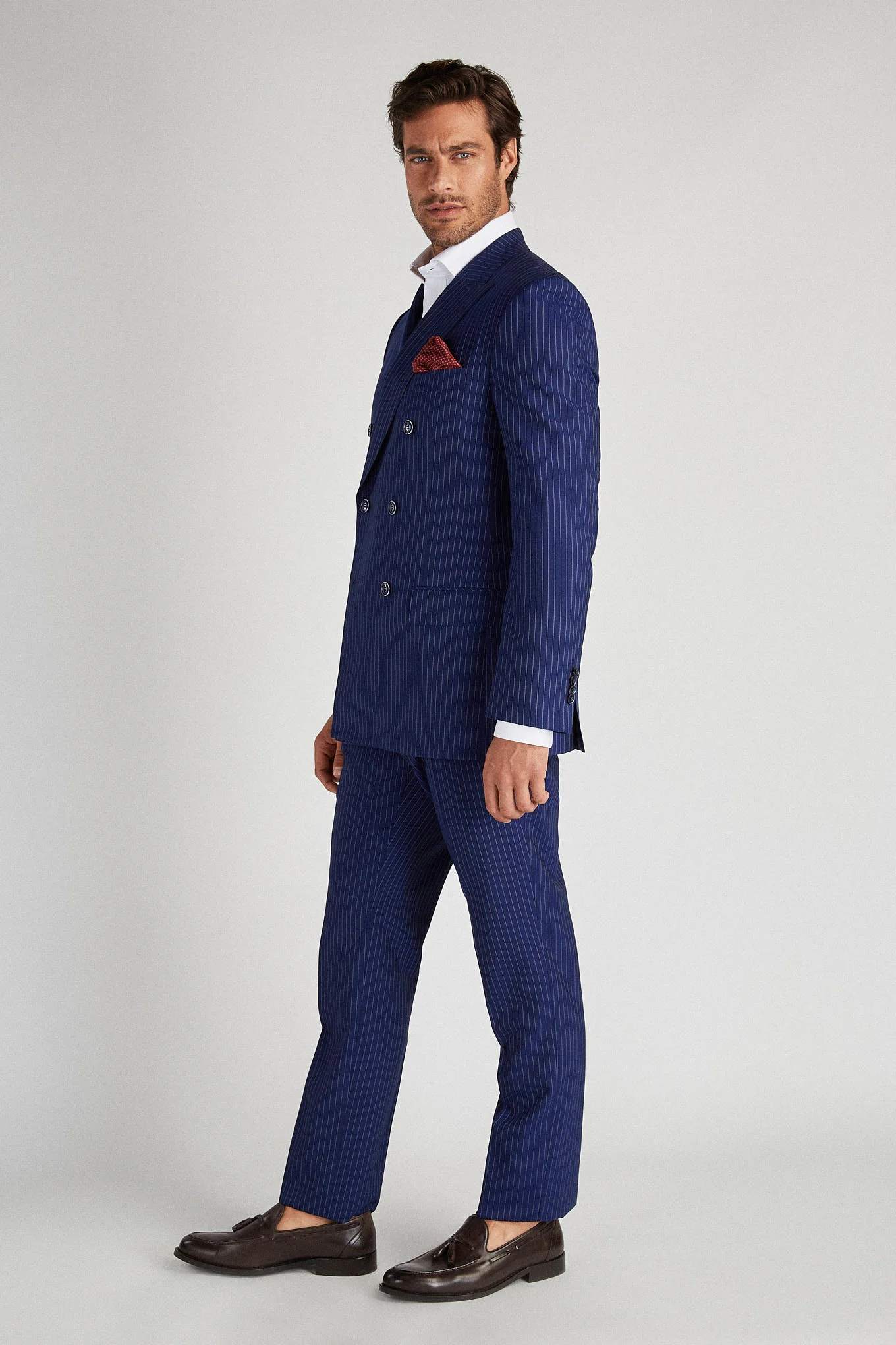Men's Classic Slim Fit Double Breasted Suit - Image 5