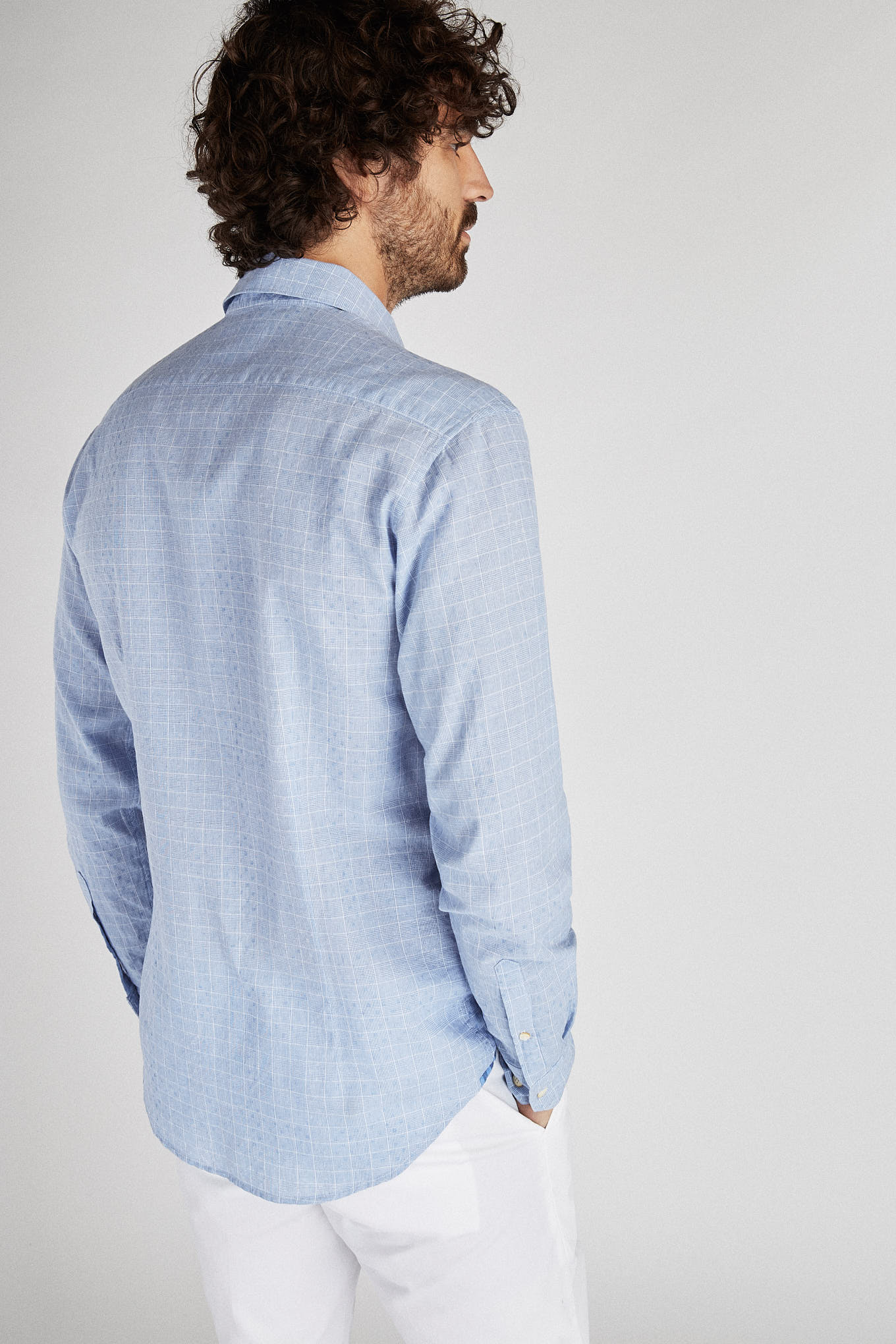 Men's Slim Fit Sport Shirt in Linen and Cotton - Image 6