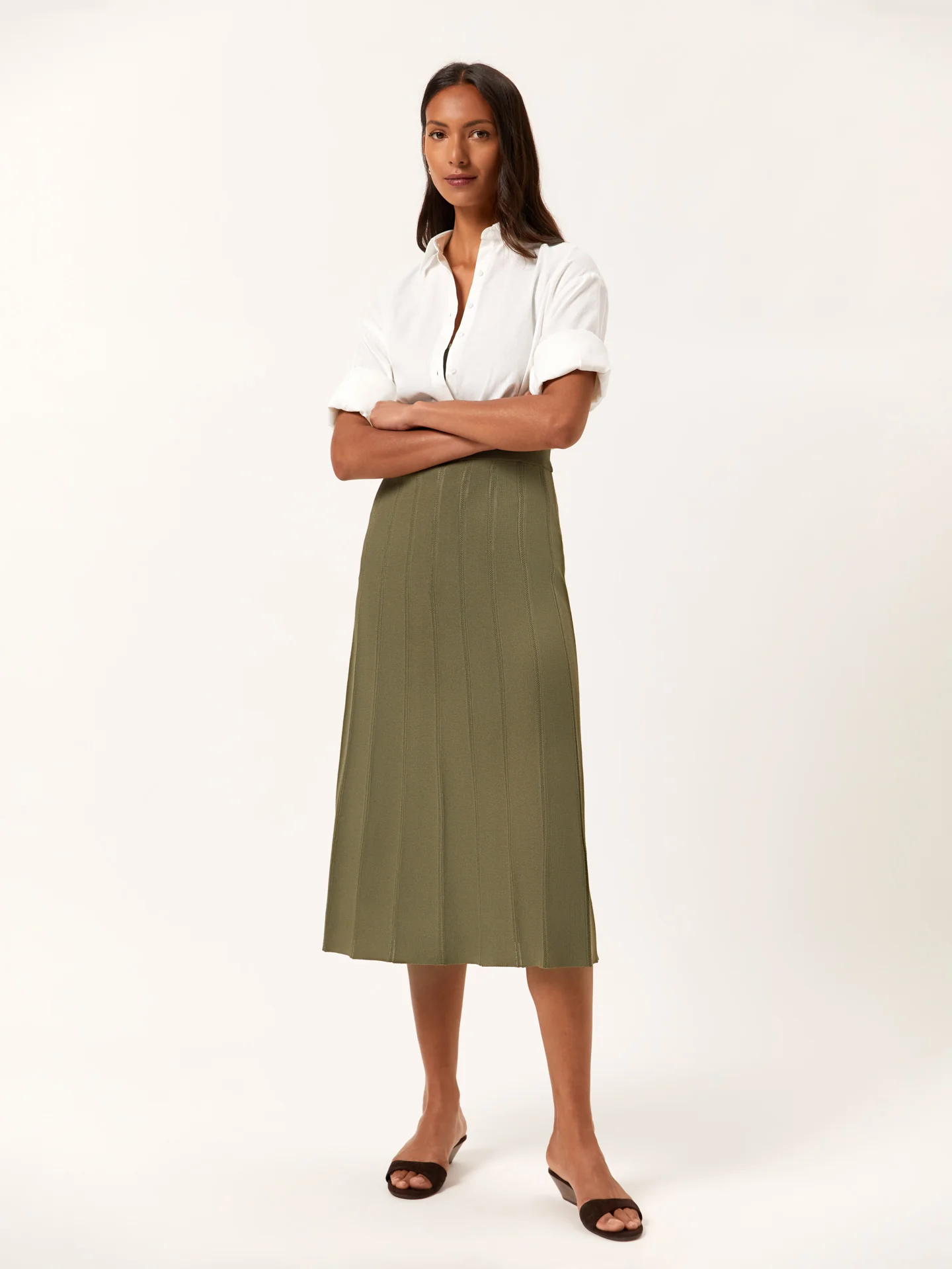 Midi A-line Knitted Skirt In Viscose Blend