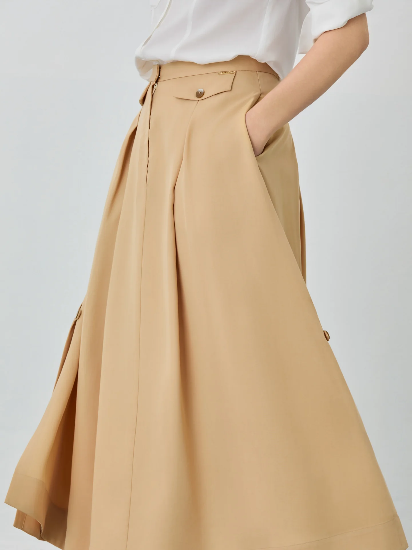 Midi Skirt In Tencel With Slits - Image 2