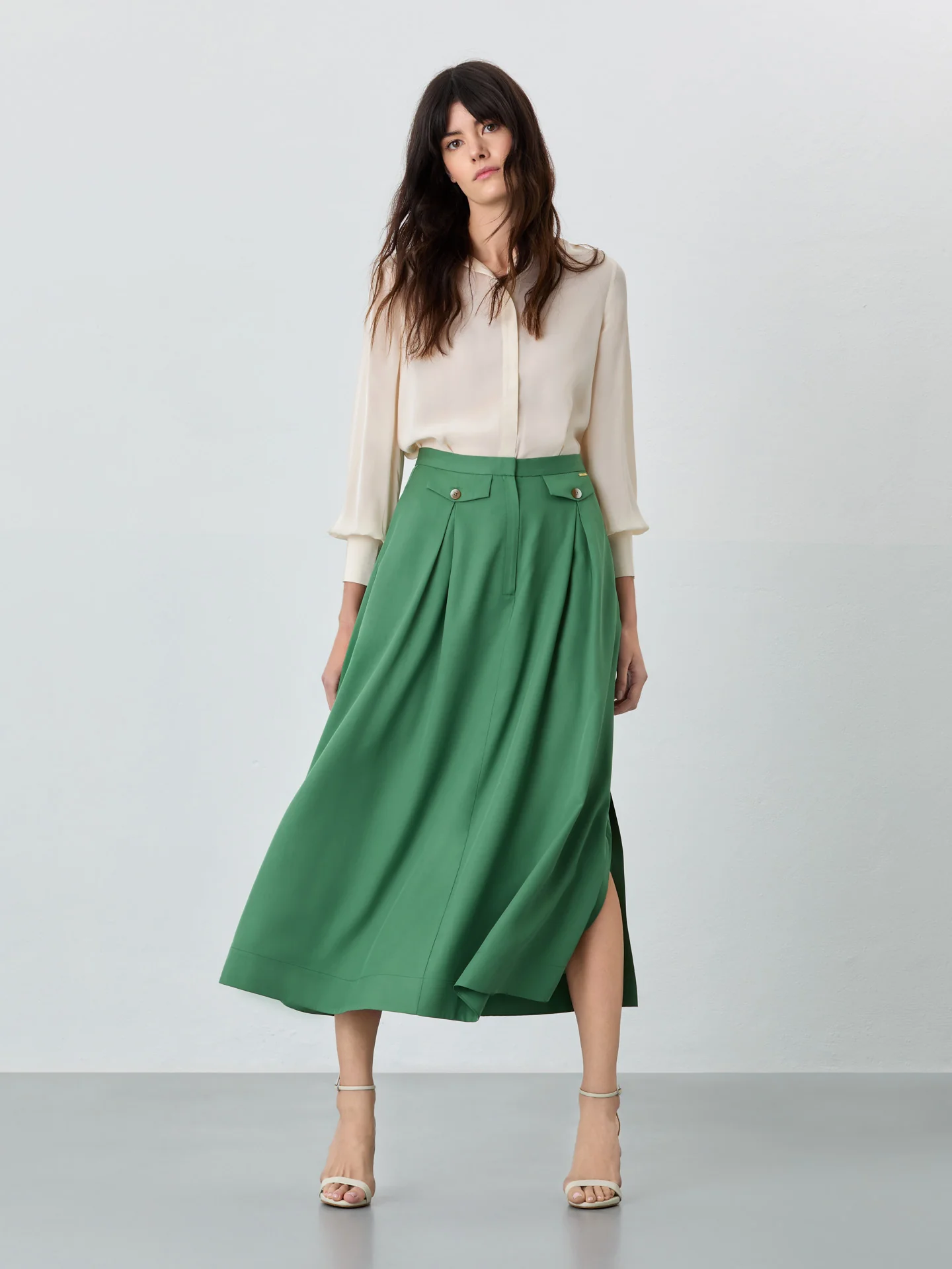 Midi Skirt In Tencel With Slits - Image 4