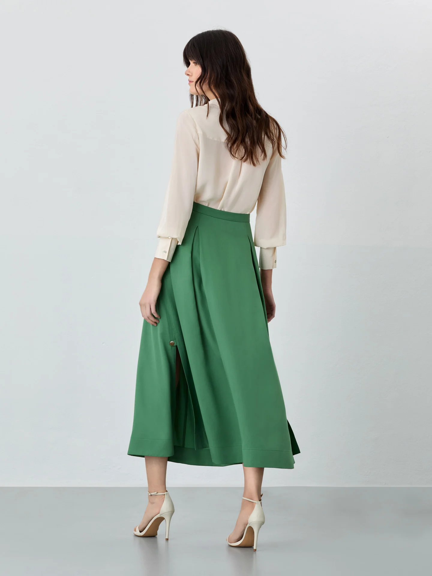 Midi Skirt In Tencel With Slits - Image 5