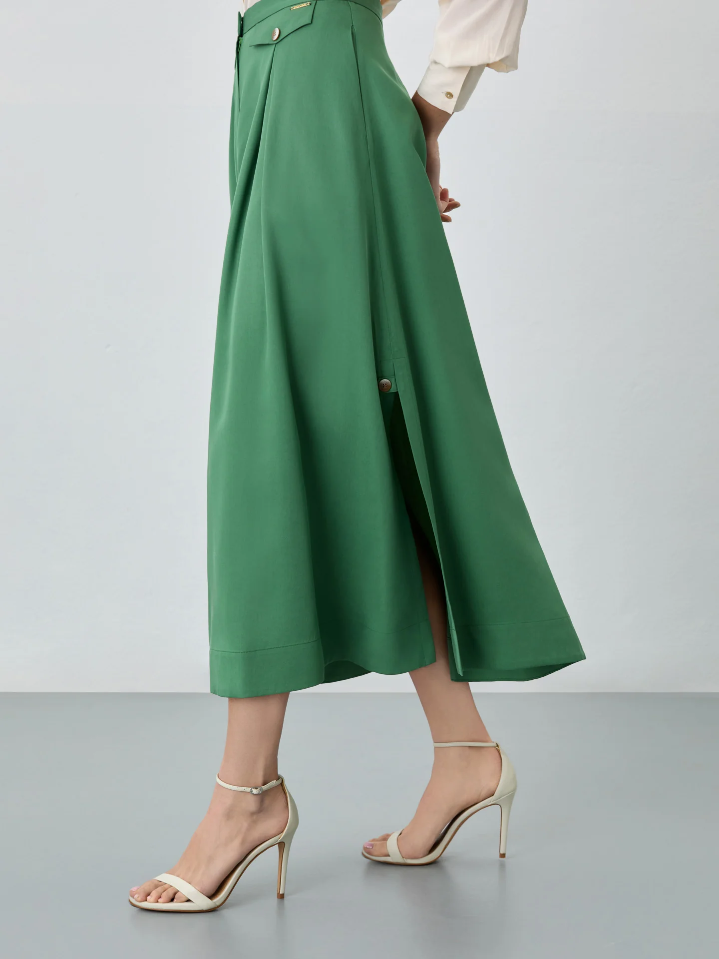 Midi Skirt In Tencel With Slits - Image 6