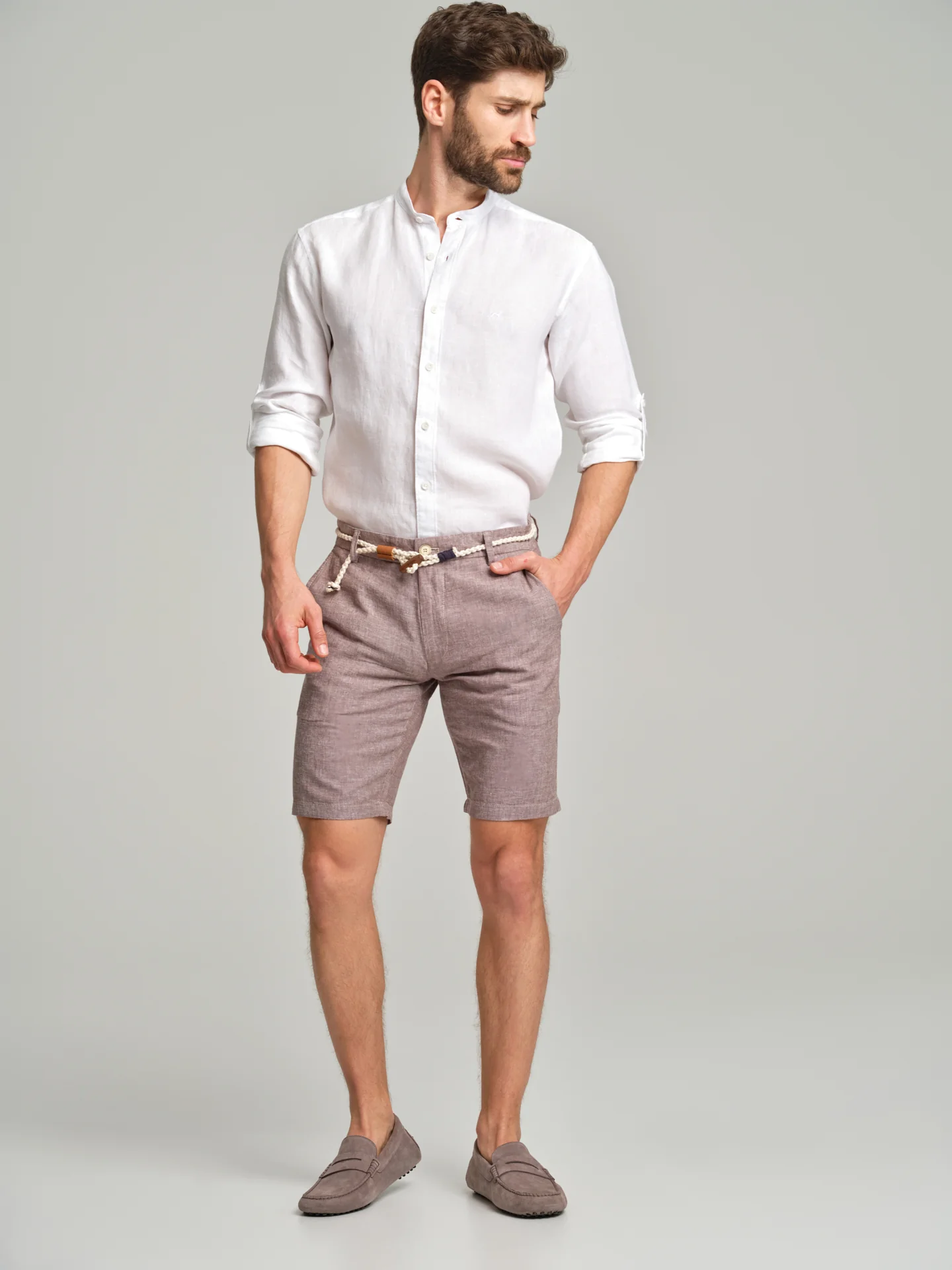 Oxford linen bermuda shorts