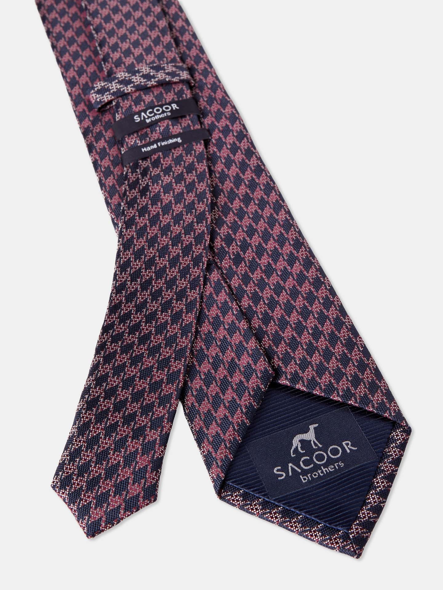 Pied de Poule Pattern Tie 100% Silk 7,5cm - Image 2