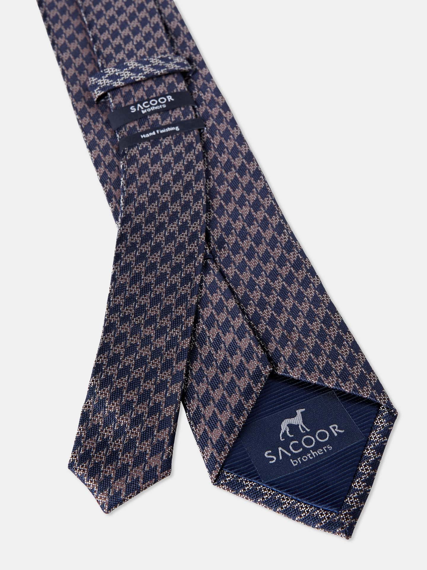 Pied de Poule Pattern Tie 100% Silk 7,5cm - Image 4