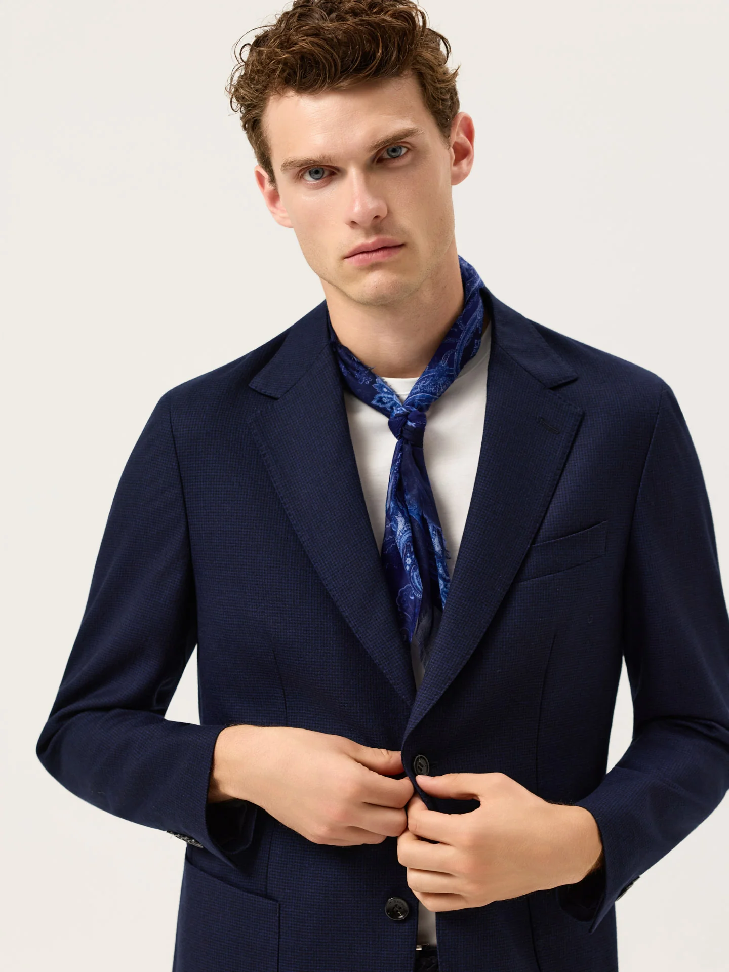 Pied Poule Wool Blazer With Patch Pockets - Image 2