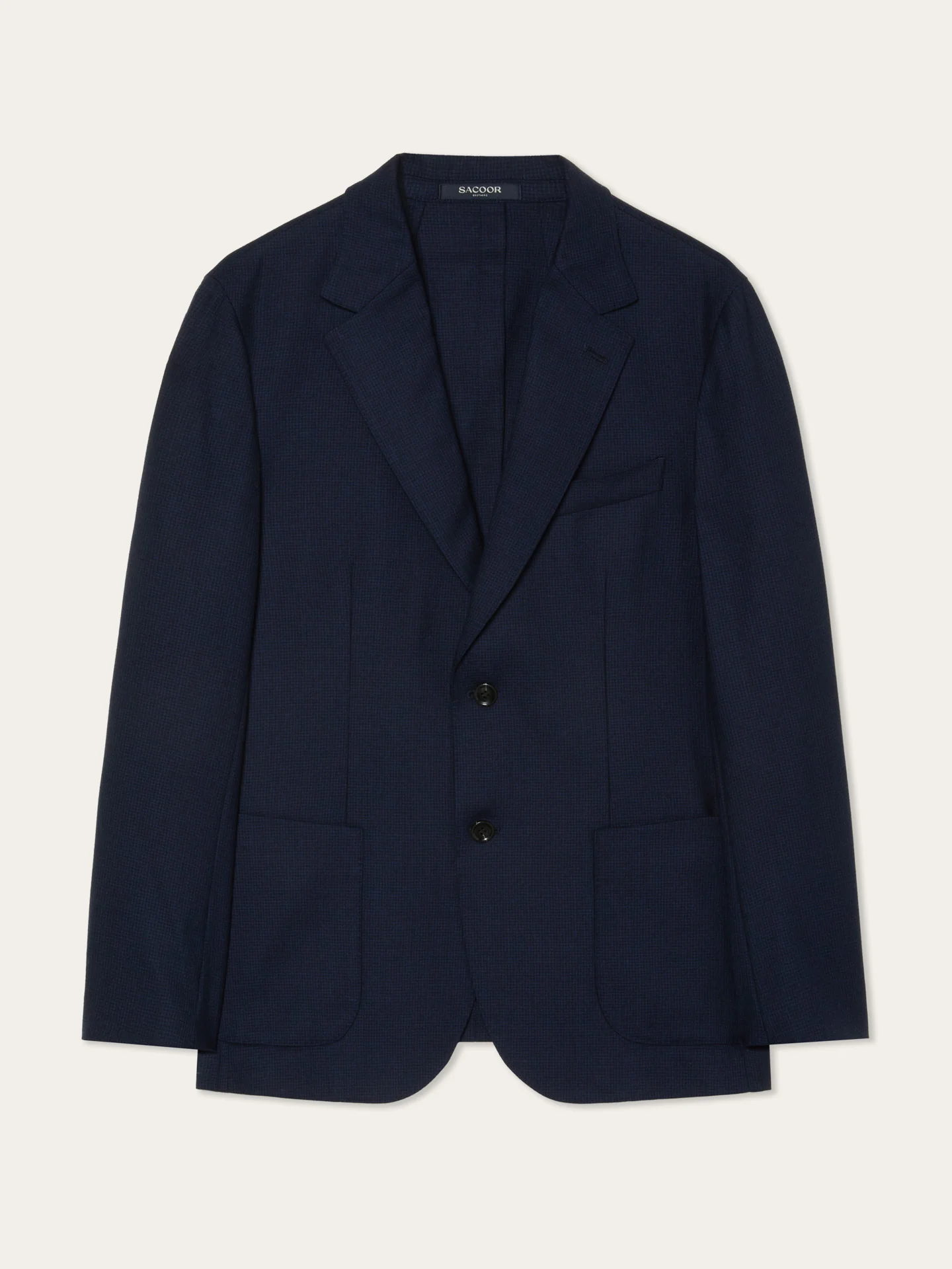 Pied Poule Wool Blazer With Patch Pockets - Image 4