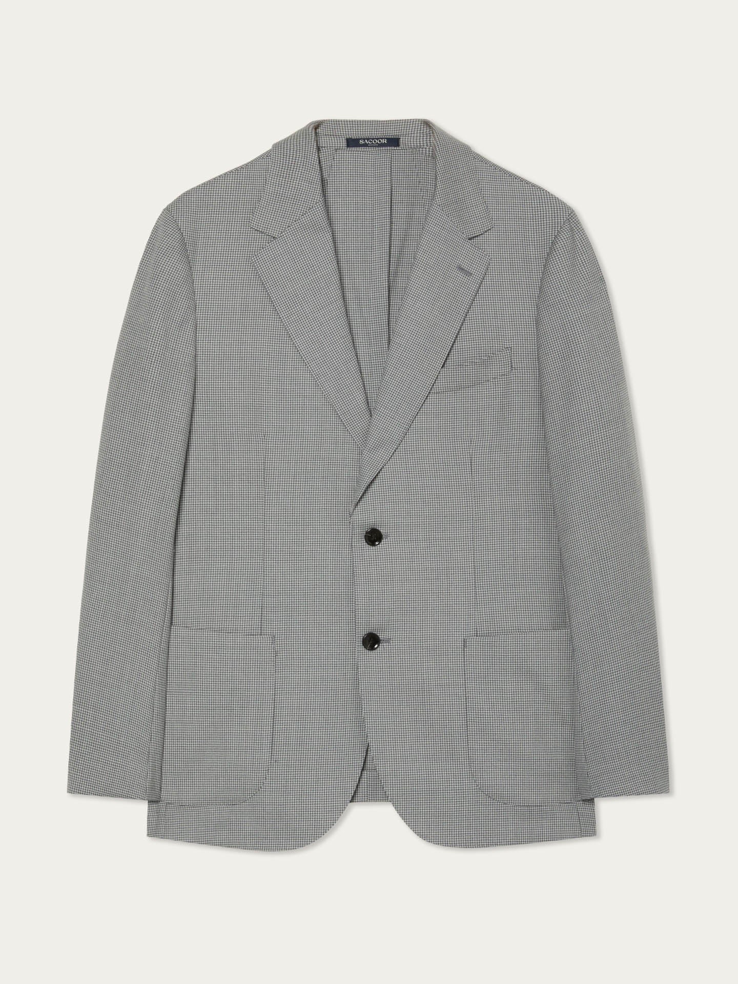Pied Poule Wool Blazer With Patch Pockets - Image 4