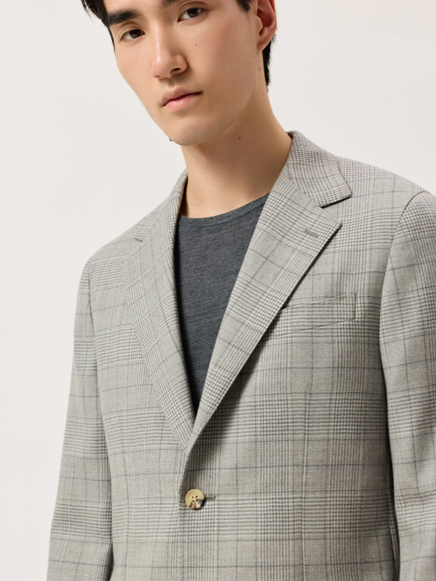 Plaid Wool Blazer With Patch Pockets