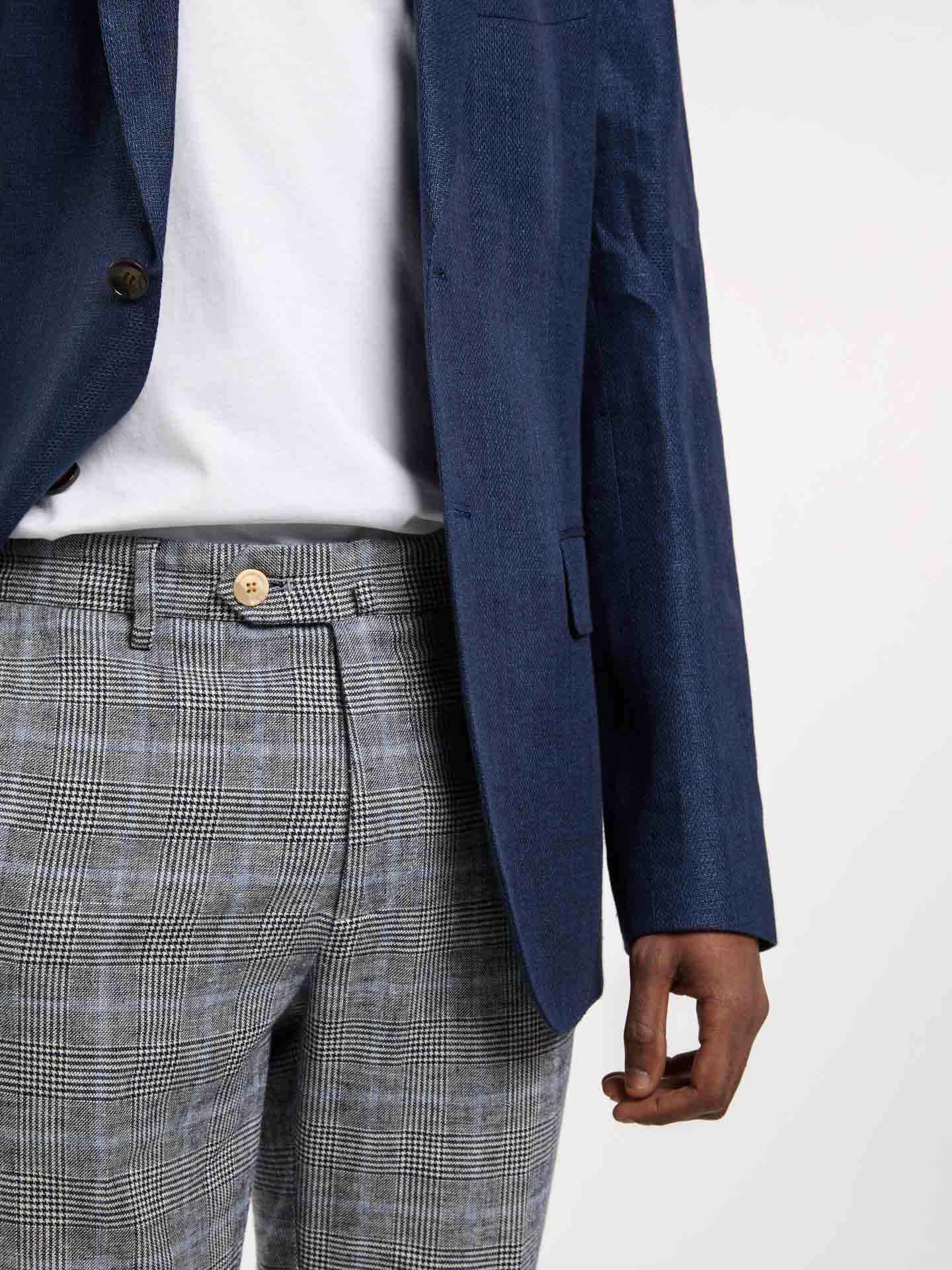 Plaids Slim Fit linen blend Chino Trouser - Image 3