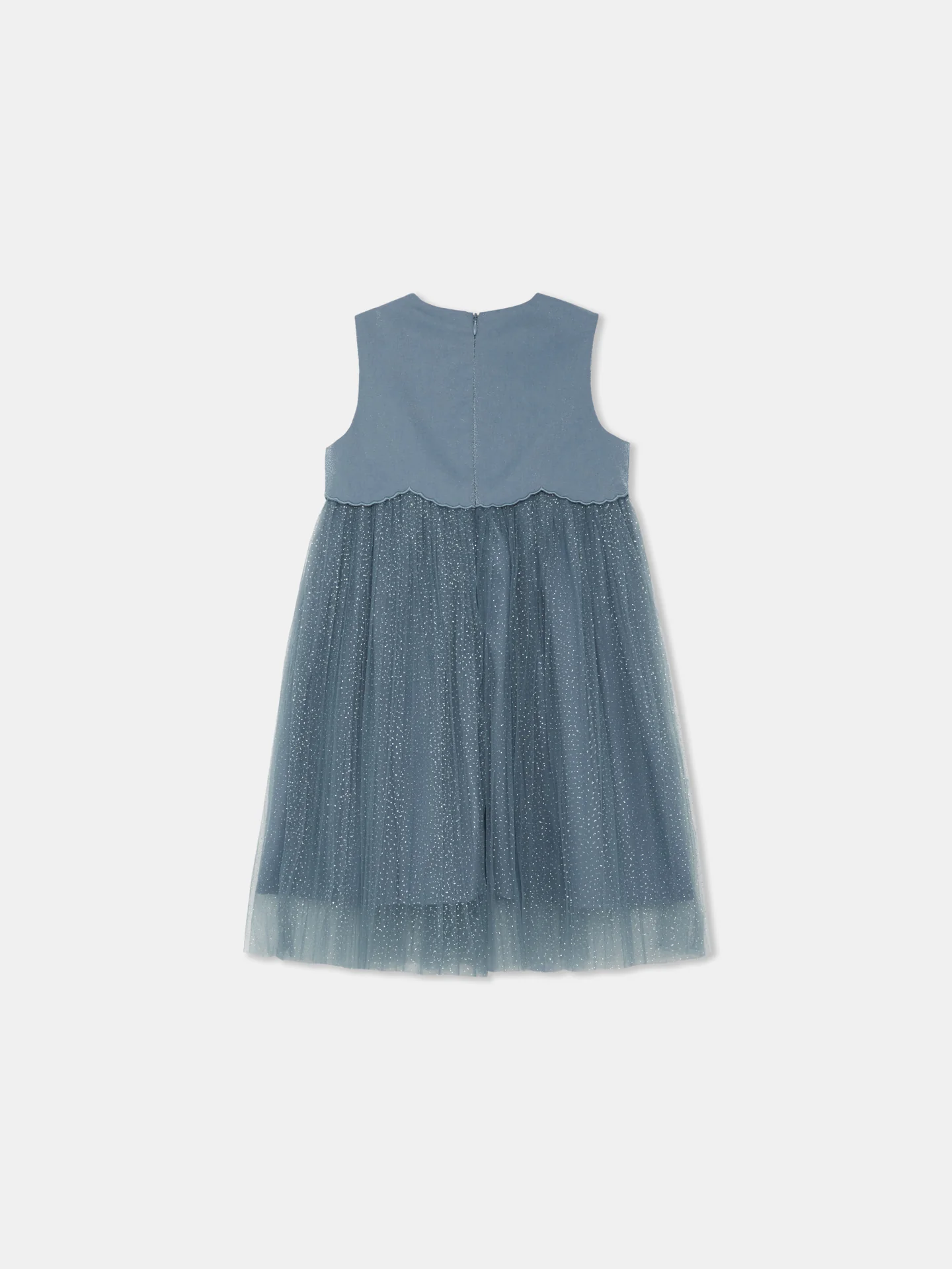 Pleated Glitter Tule Sleeveless Dress - Image 2