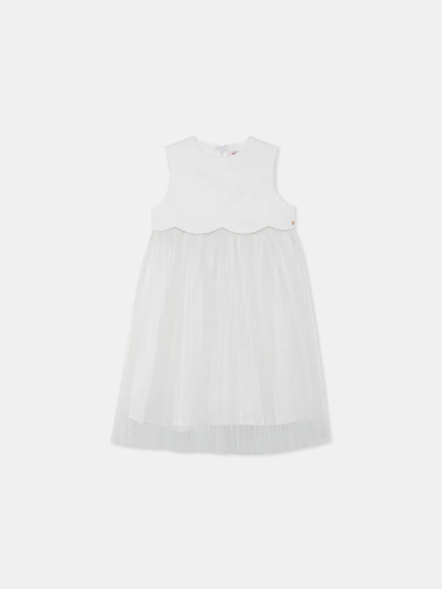 Pleated Glitter Tule Sleeveless Dress - Image 4