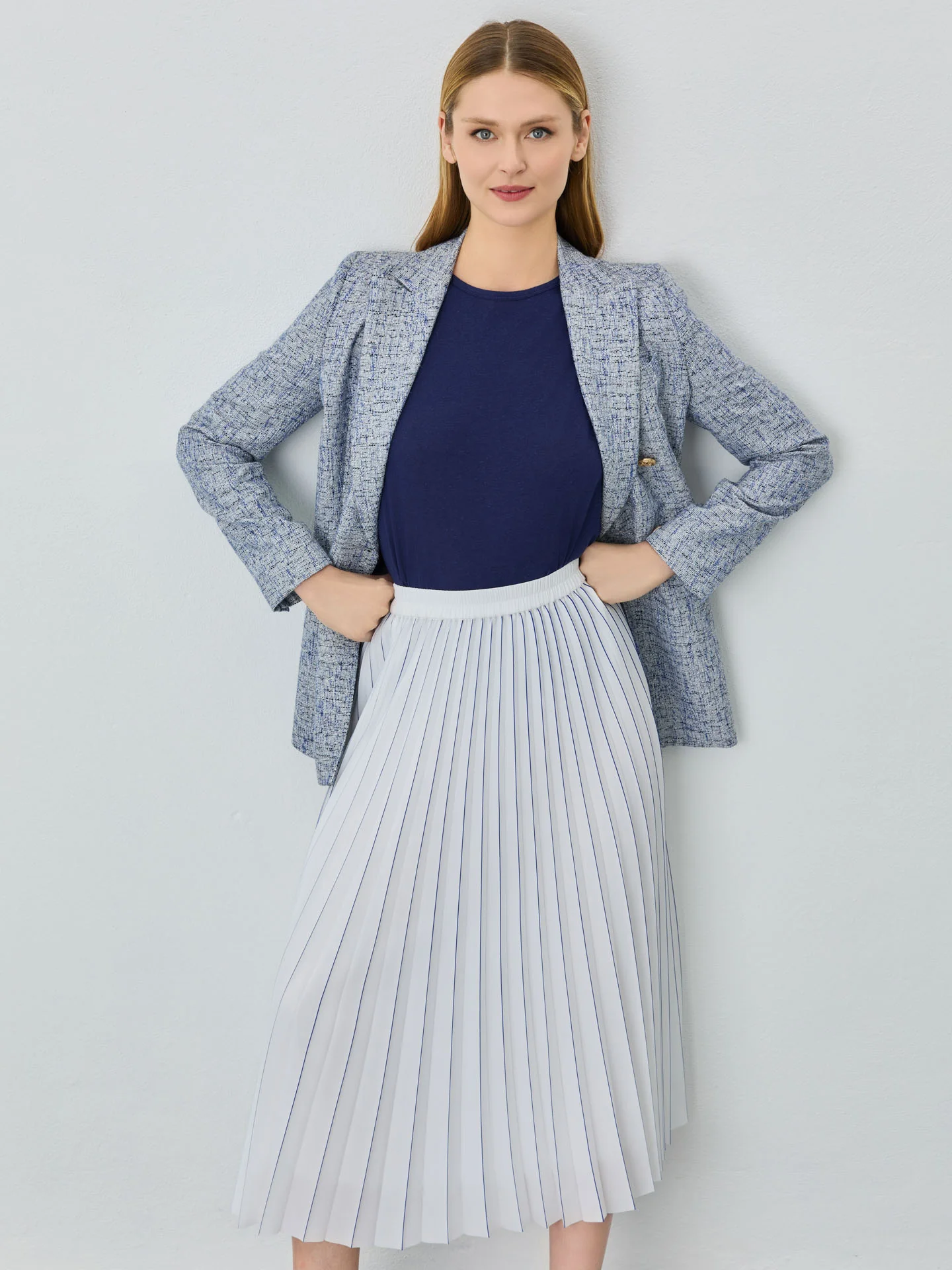 Pleated Skirt With Stripes - Image 6