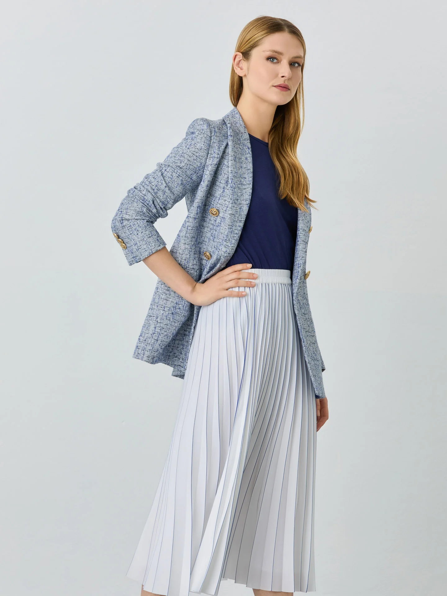 Pleated Skirt With Stripes - Image 7