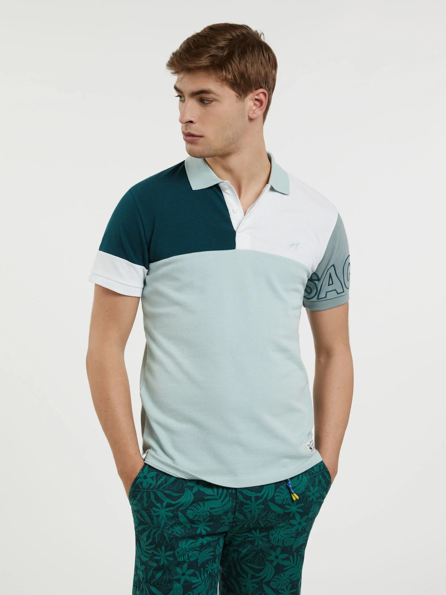 Polo Double Piqué Shirt With Colour-Block - Image 5