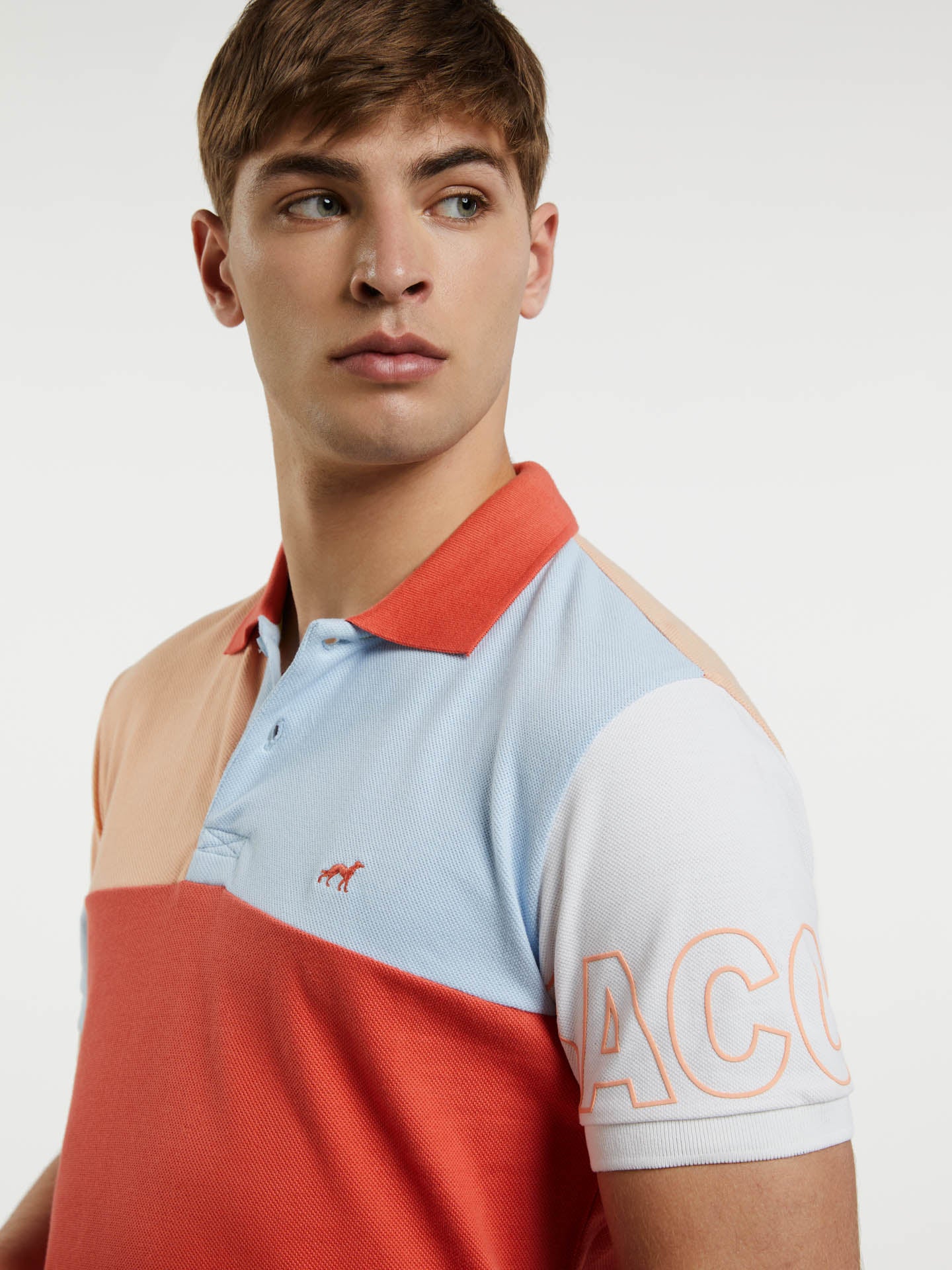 Polo Double Piqué Shirt With Colour-Block - Image 8