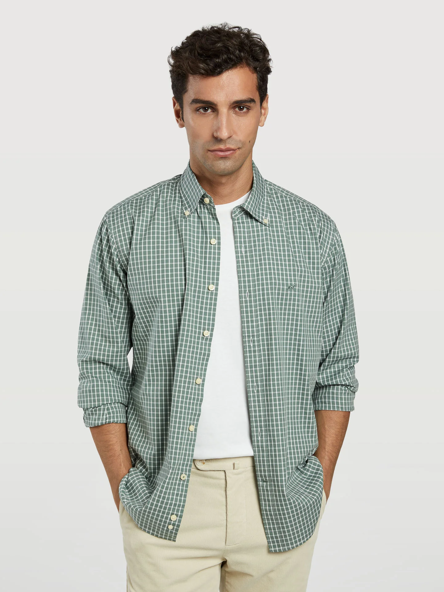 Regular fit 100%BCI cotton checks oxford shirt