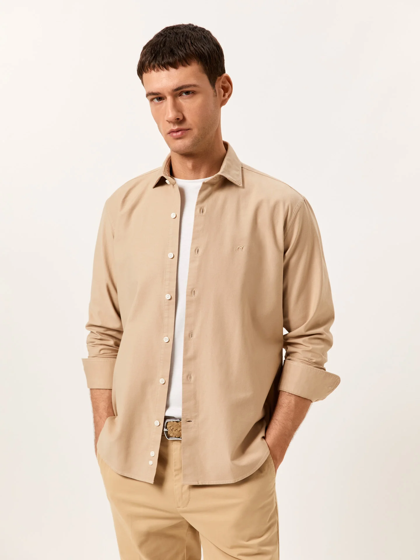 Regular Fit Garment Dye Open Oxford Shirt in Comfort Cotton