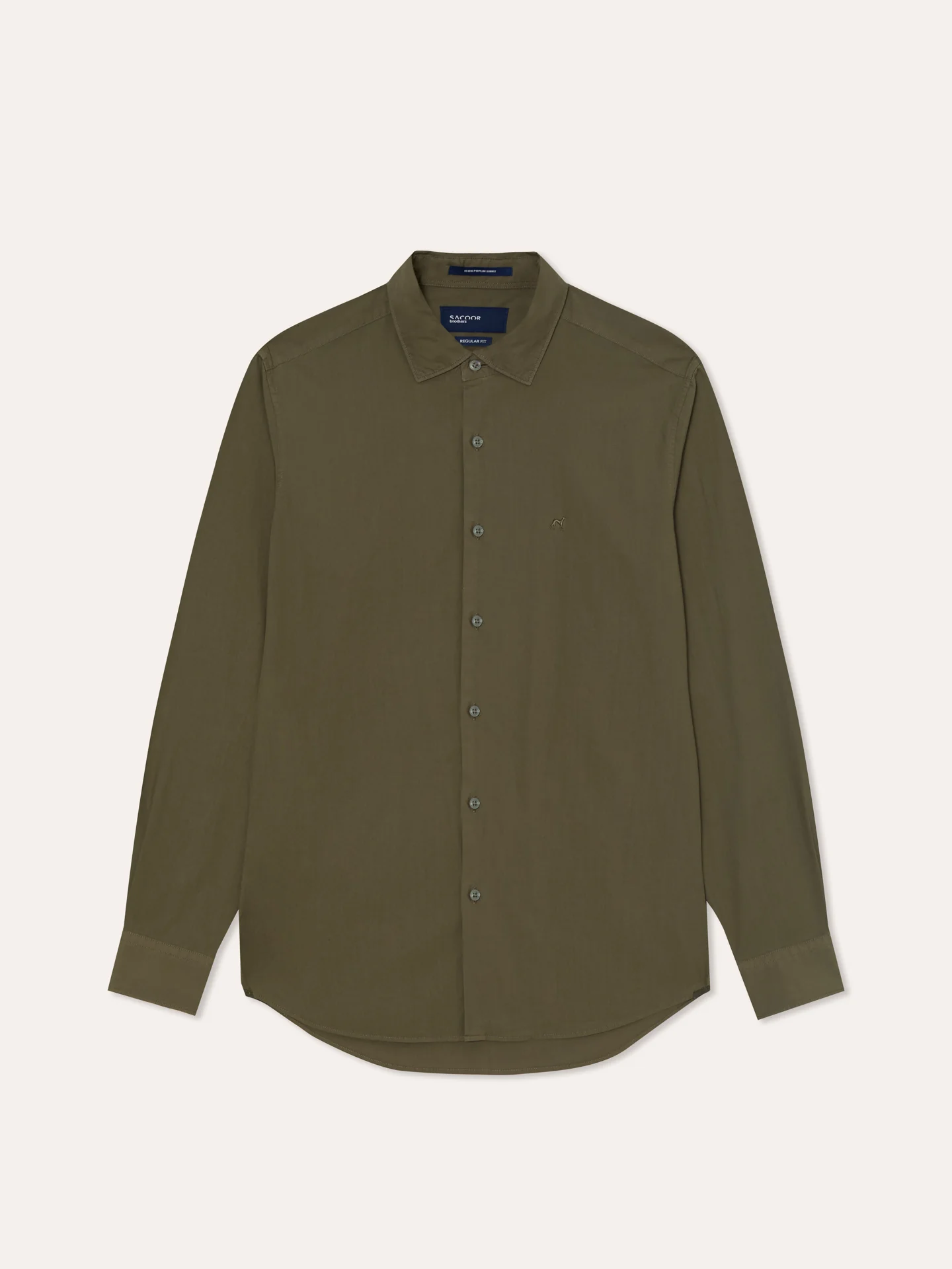 Regular Fit Garment Dye Poplin Open Shirt in Comfort Cotton - Image 5