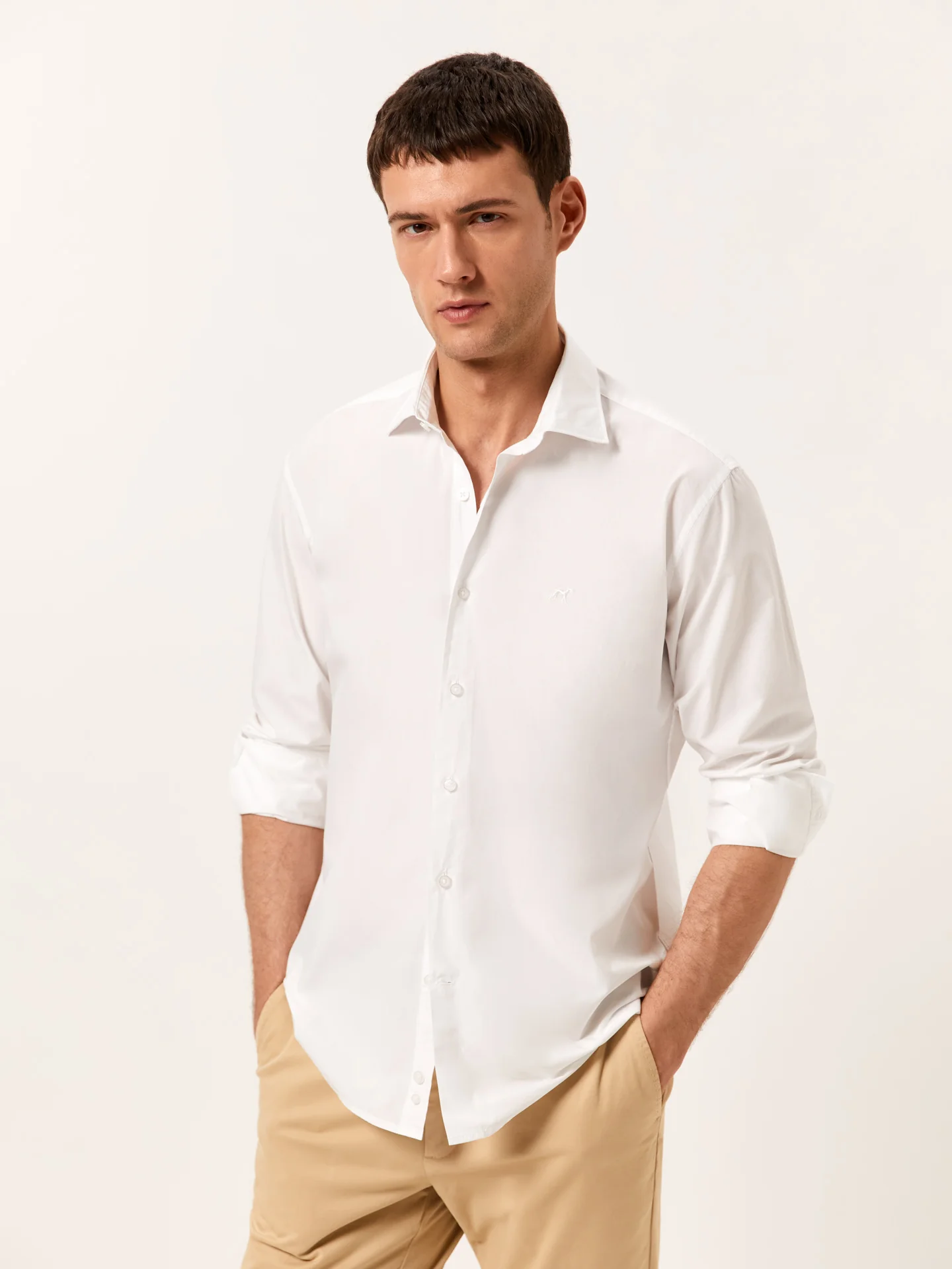 Regular Fit Garment Dye Poplin Open Shirt in Comfort Cotton