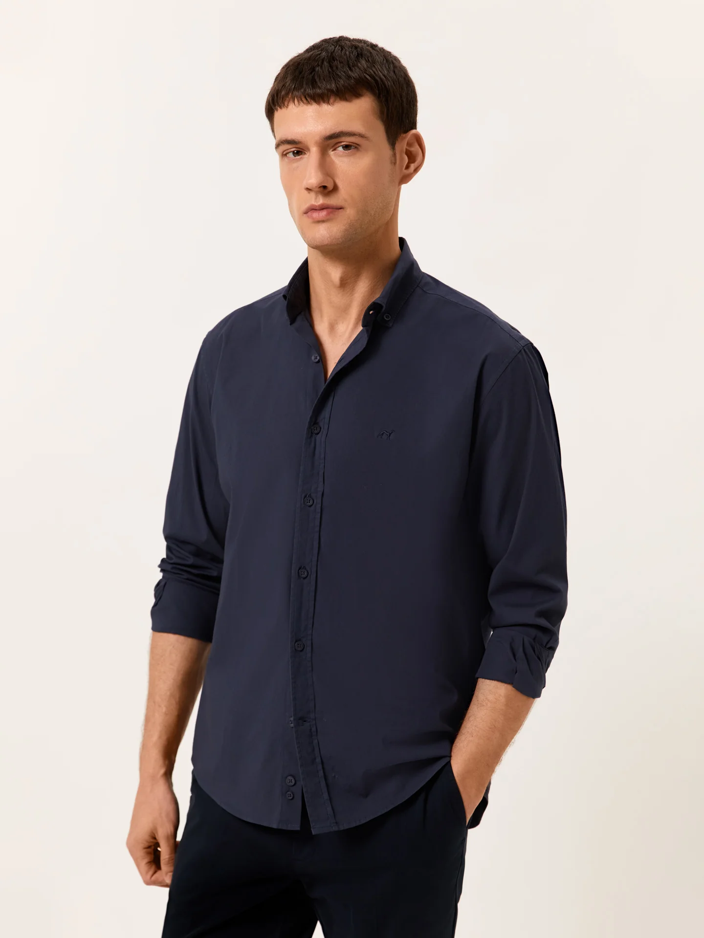 Regular Fit Garment Dye Poplin Shirt in Comfort Cotton - Image 3