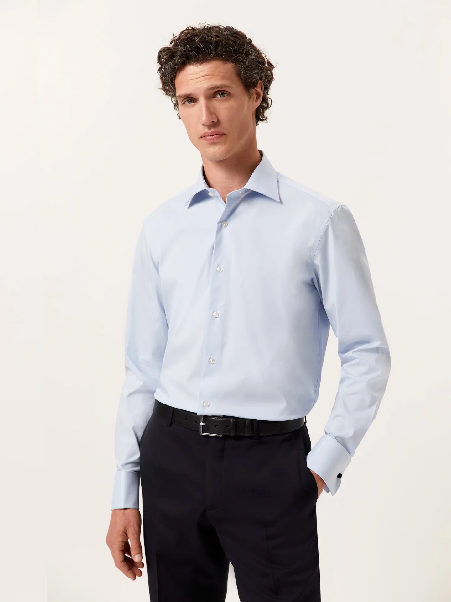 Regular Fit Performance Poplin with Oxford Collar and Double Cuffs
