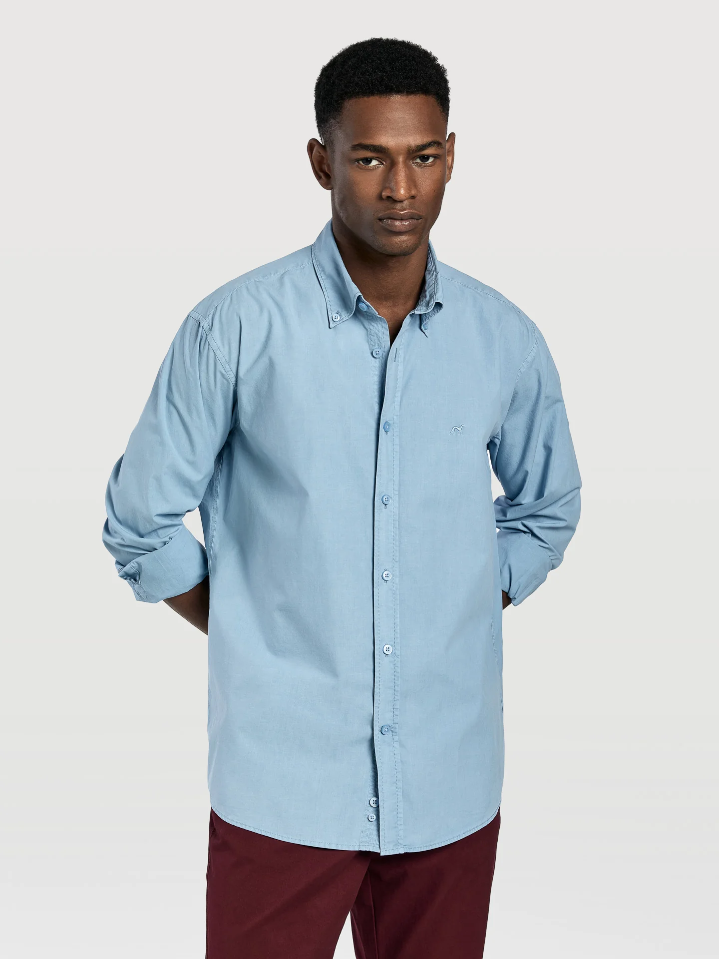Regular fit plain over dye poplin shirt - Image 10