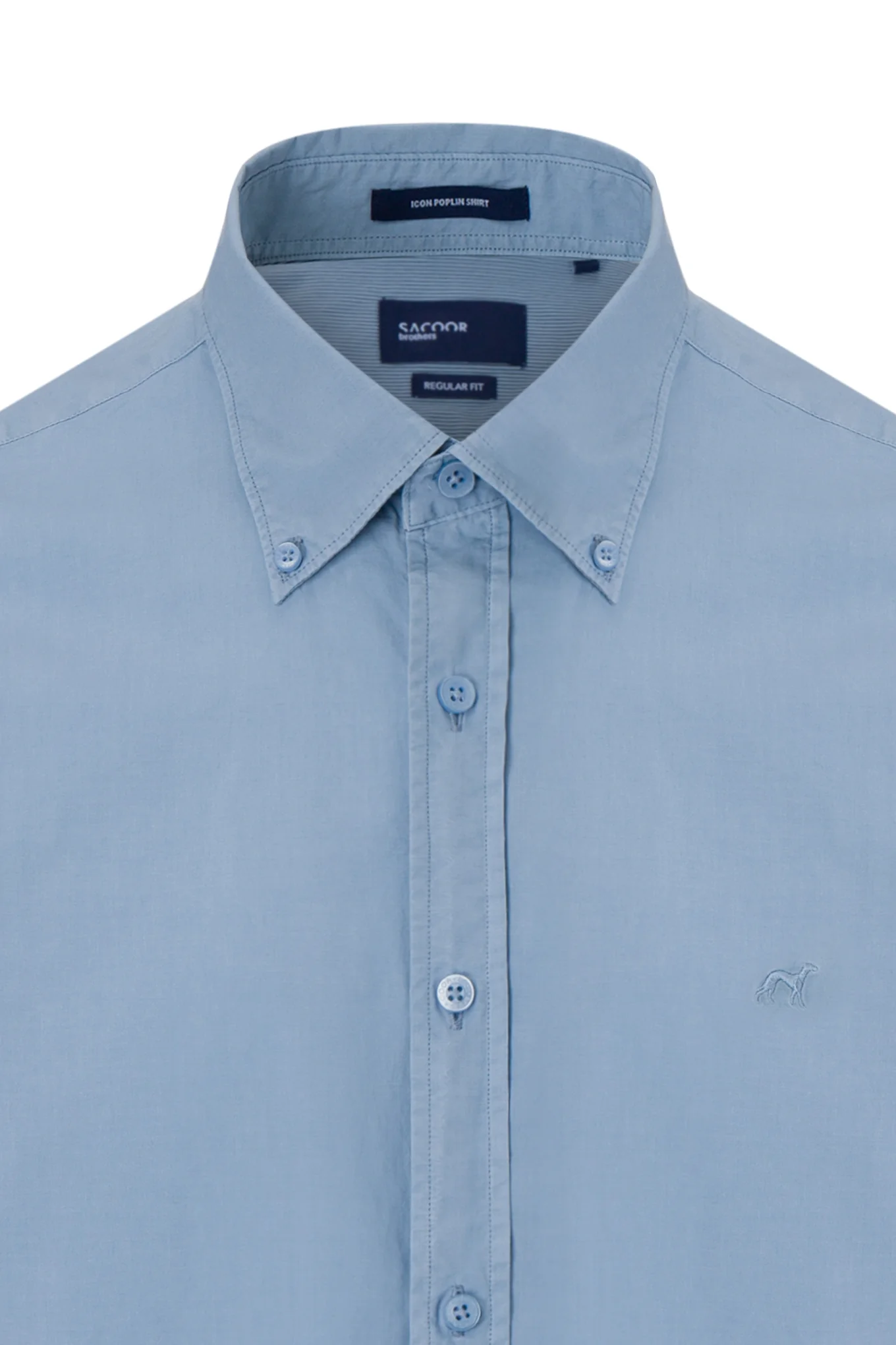 Regular fit plain over dye poplin shirt - Image 12