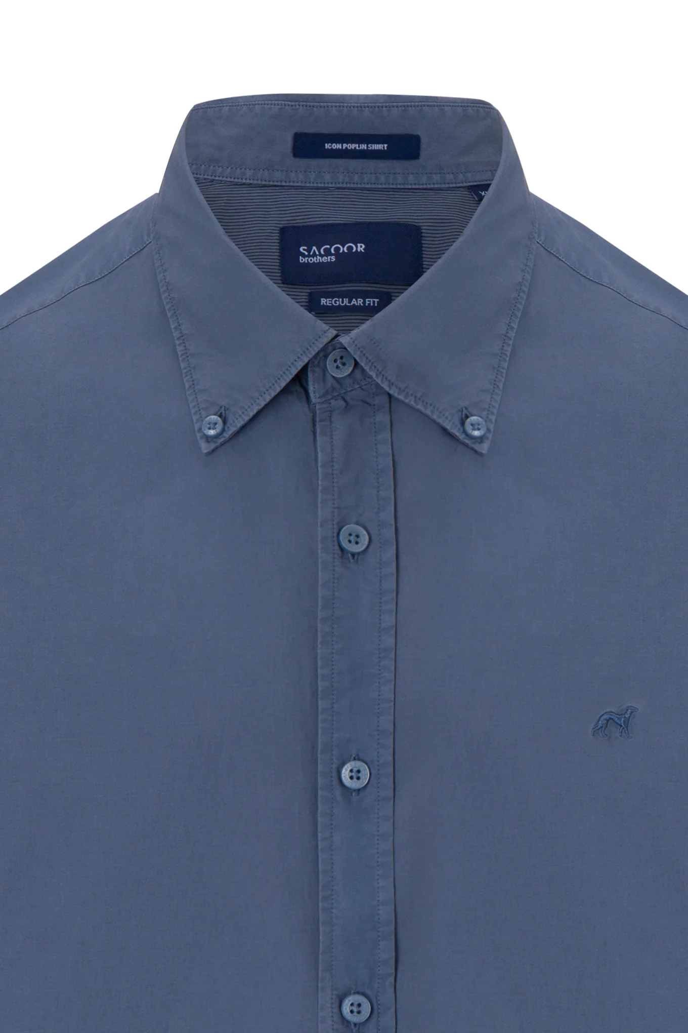 Regular fit plain over dye poplin shirt - Image 15