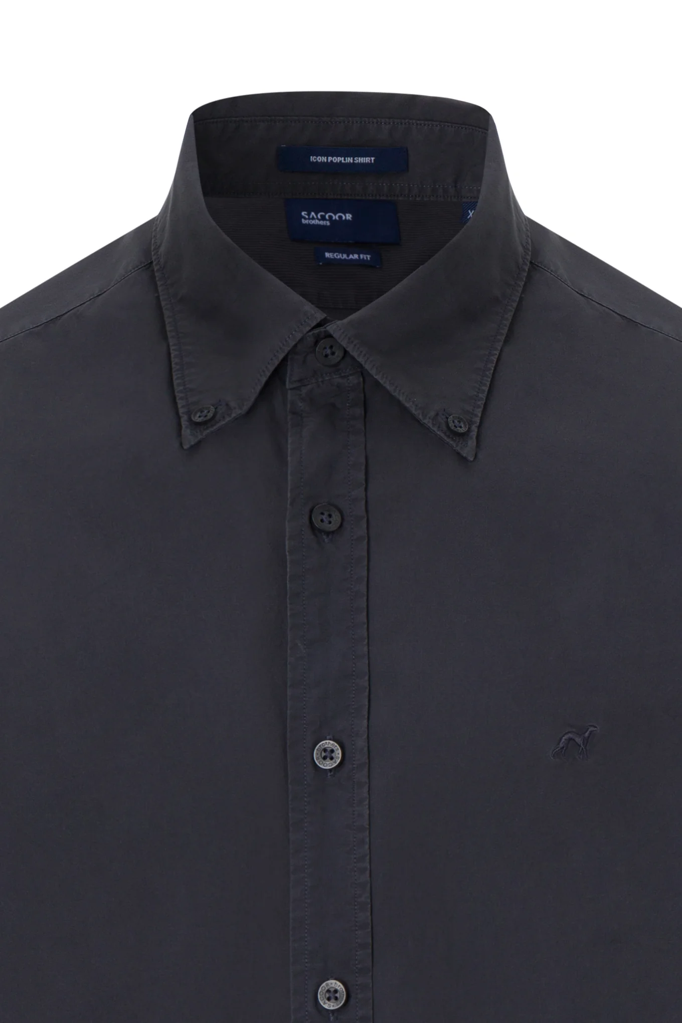 Regular fit plain over dye poplin shirt - Image 6