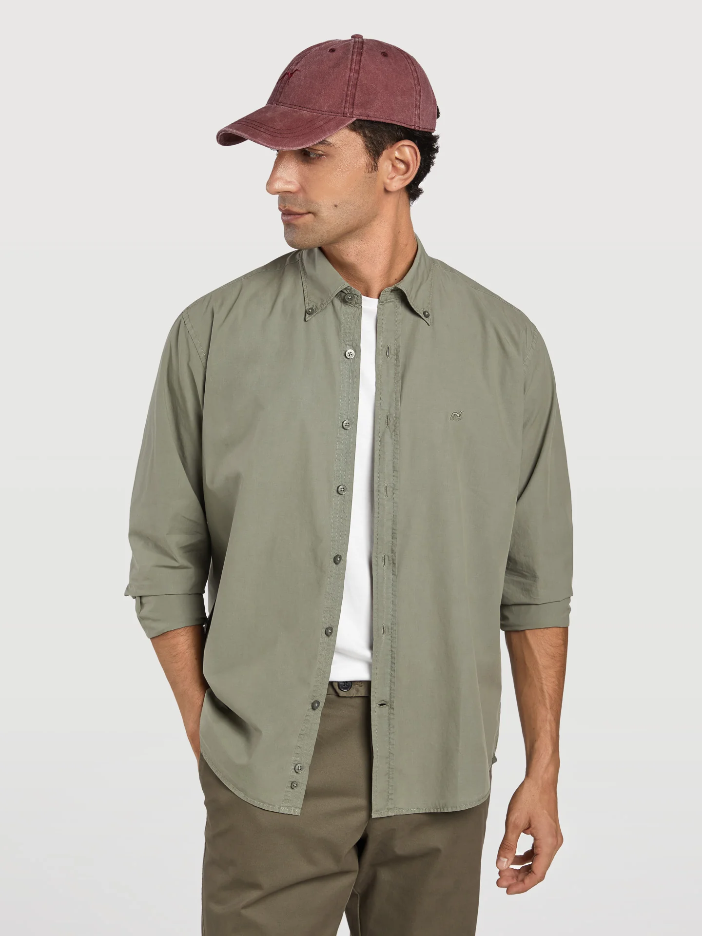 Regular fit plain over dye poplin shirt - Image 7