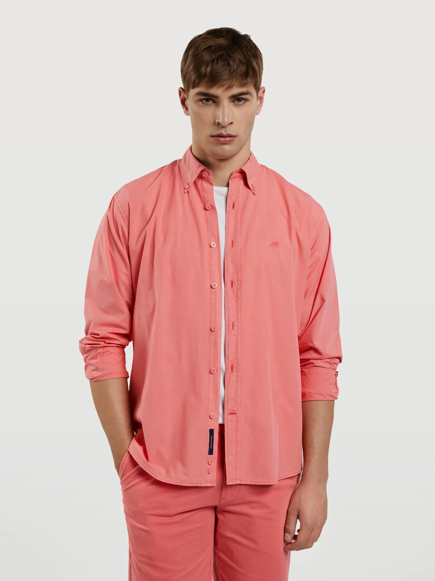 Regular fit poplin faded shirt - Image 28